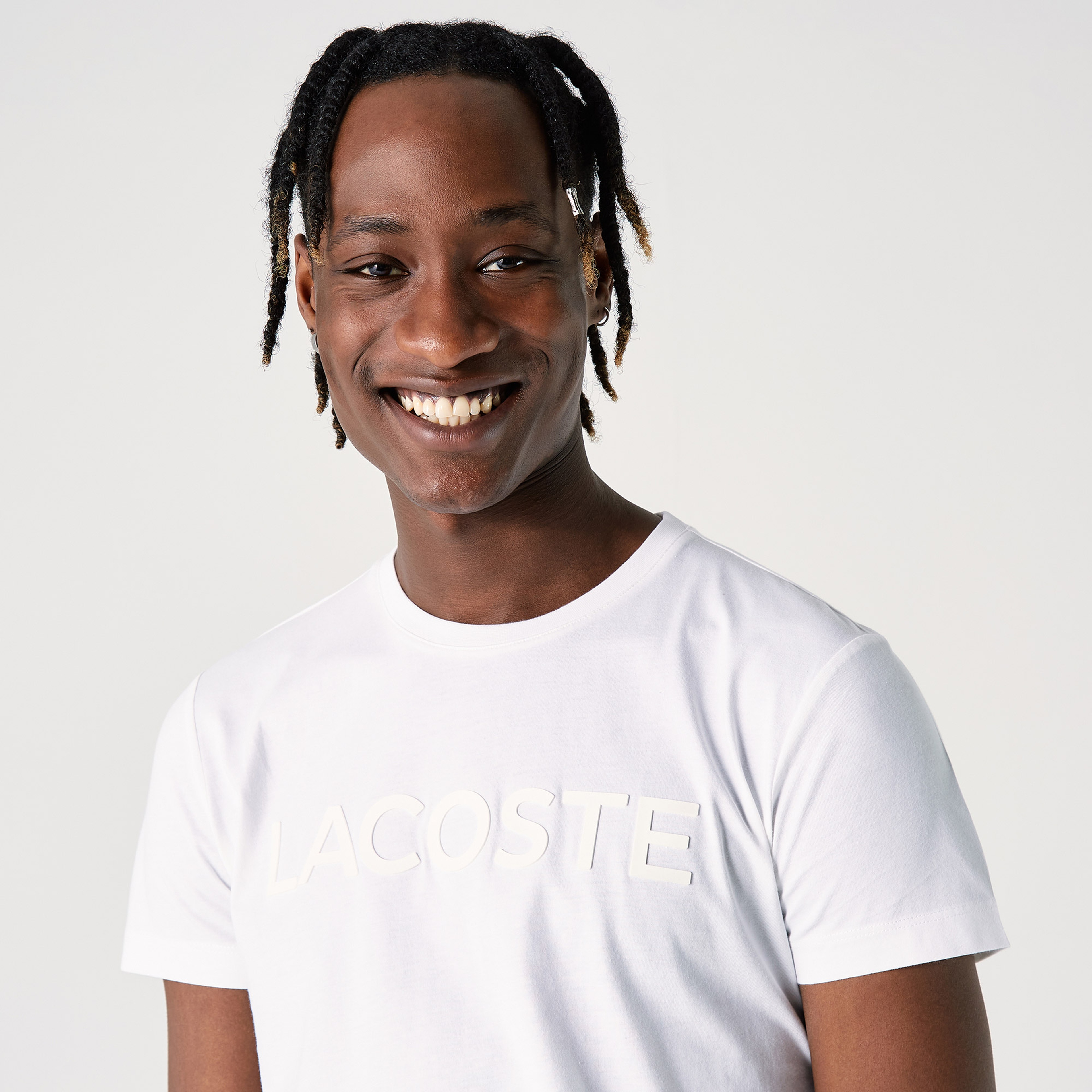 Lacoste Erkek Slim Fit Bisiklet Yaka Baskılı Beyaz T-Shirt