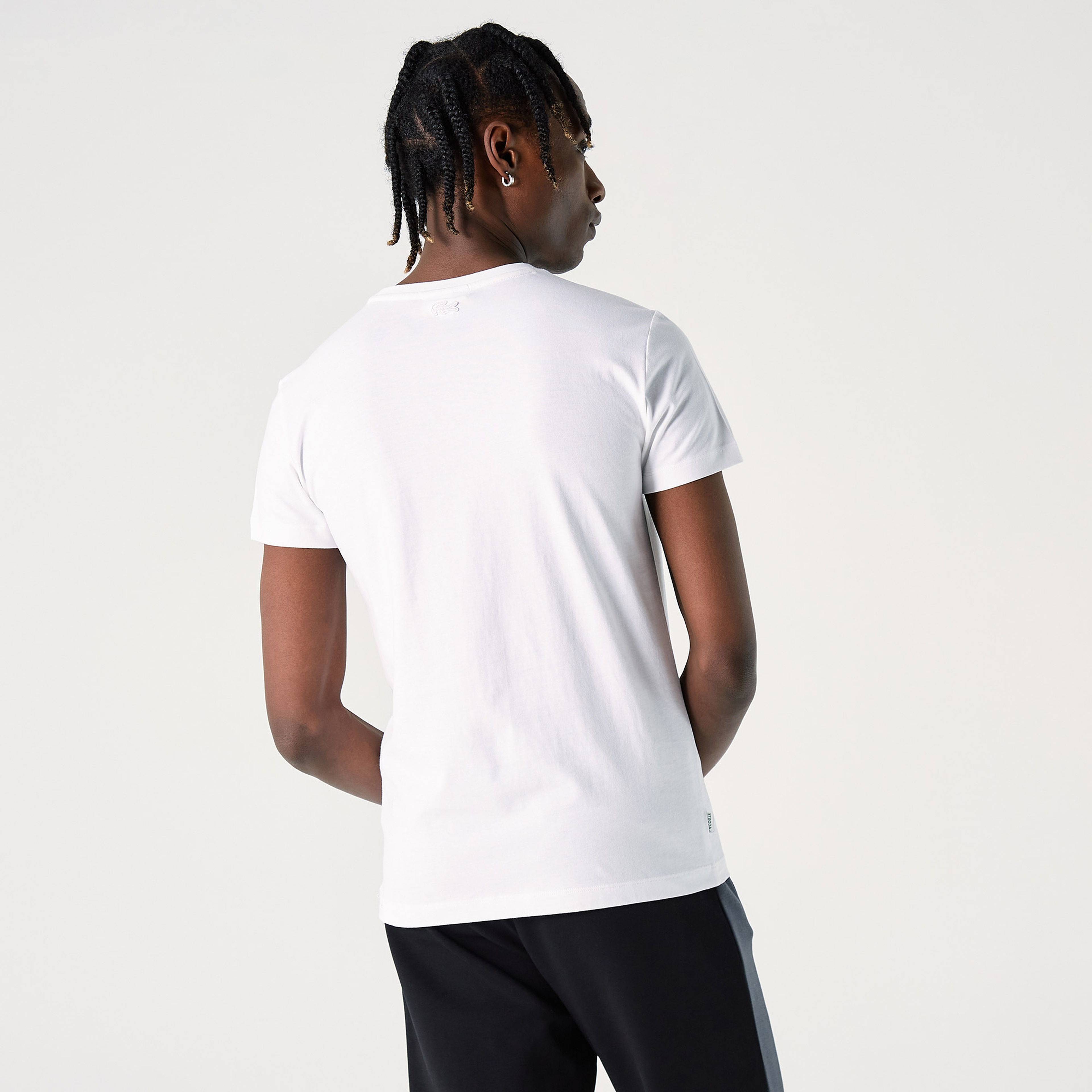 Lacoste Erkek Slim Fit Bisiklet Yaka Baskılı Beyaz T-Shirt