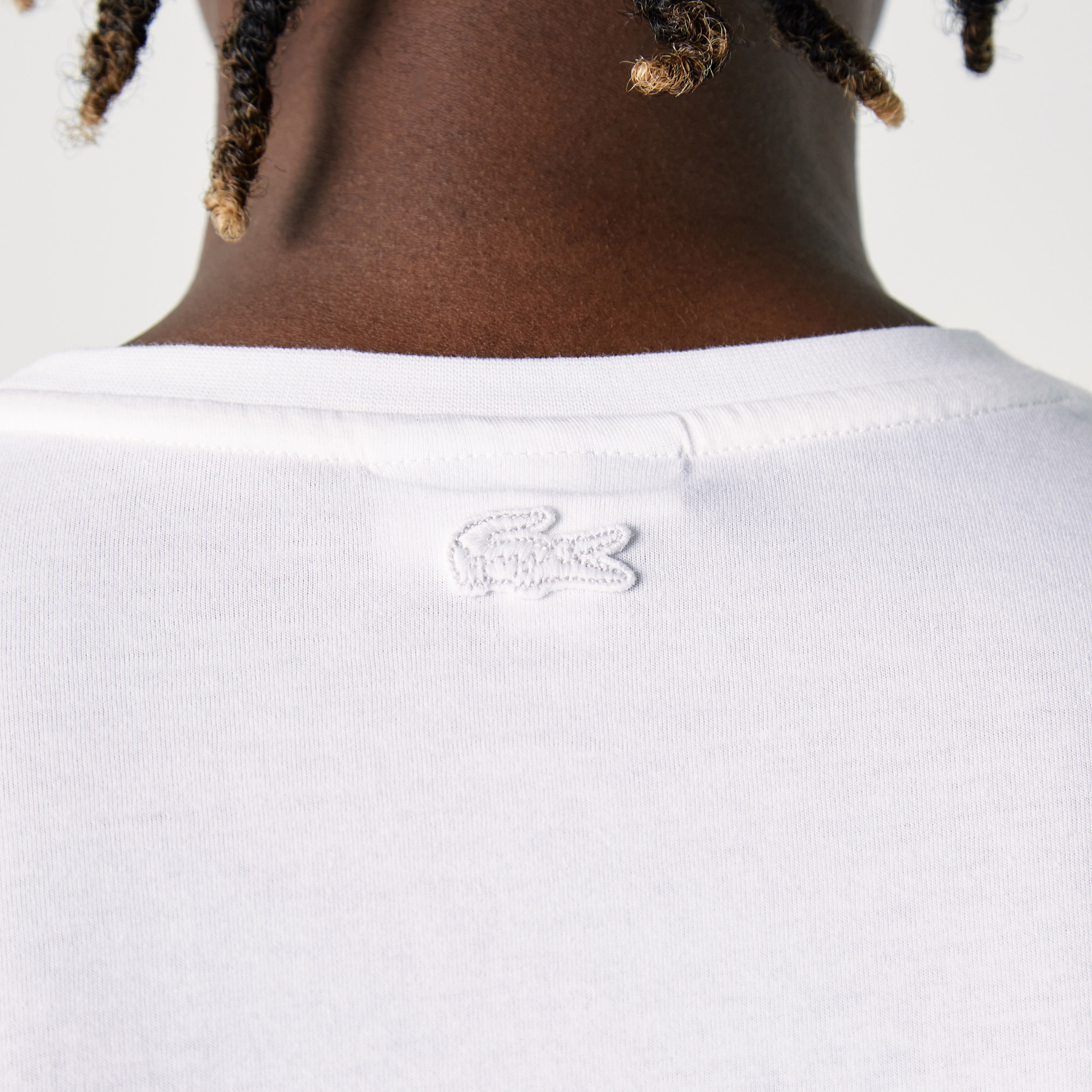 Lacoste Erkek Slim Fit Bisiklet Yaka Baskılı Beyaz T-Shirt