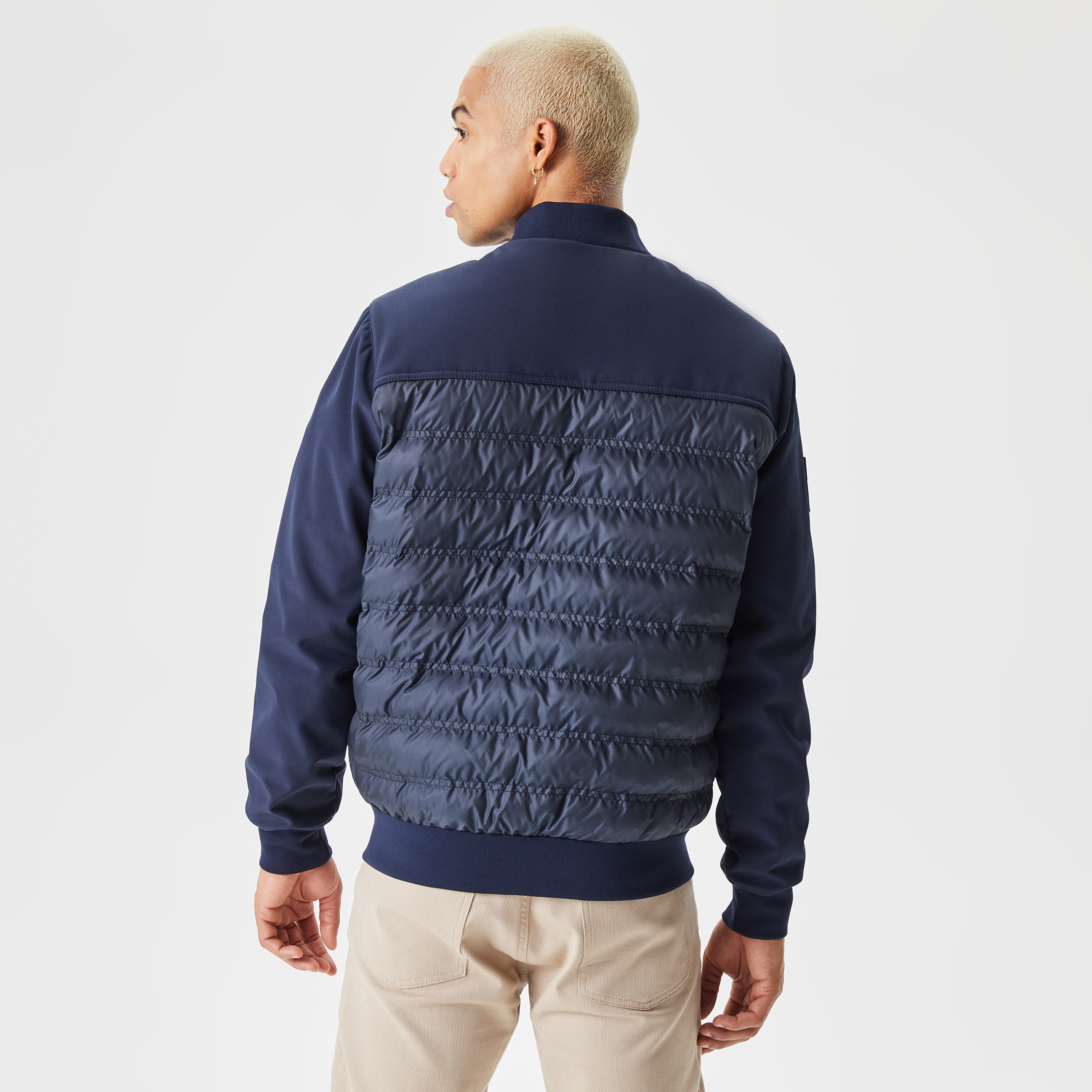 Lacoste Erkek Hakim Yaka Kapitone Lacivert Mont