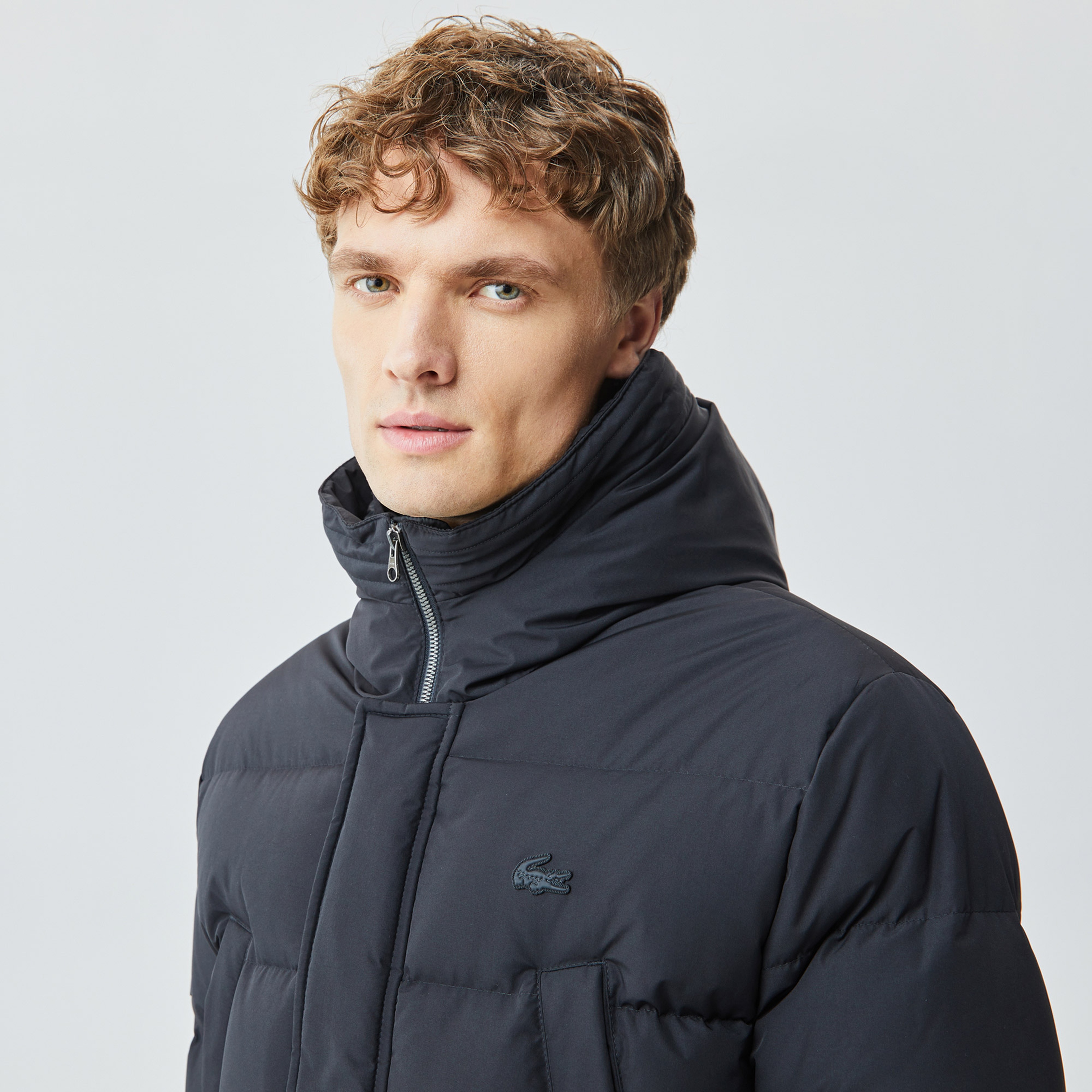 Lacoste Erkek Kapüşonlu Siyah Şişme Mont