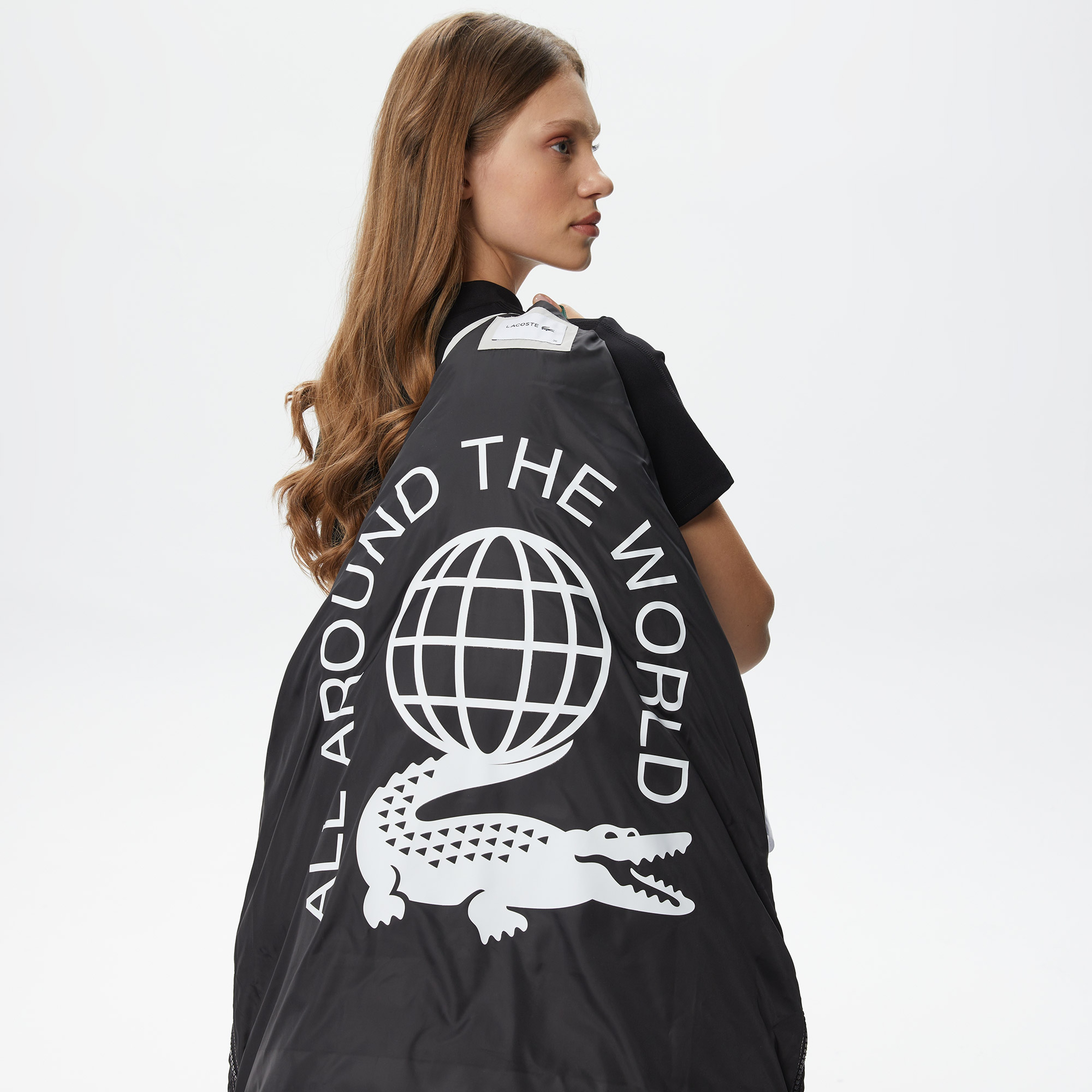 Lacoste Kadın Dik Yaka Kapitone Açık Gri Mont