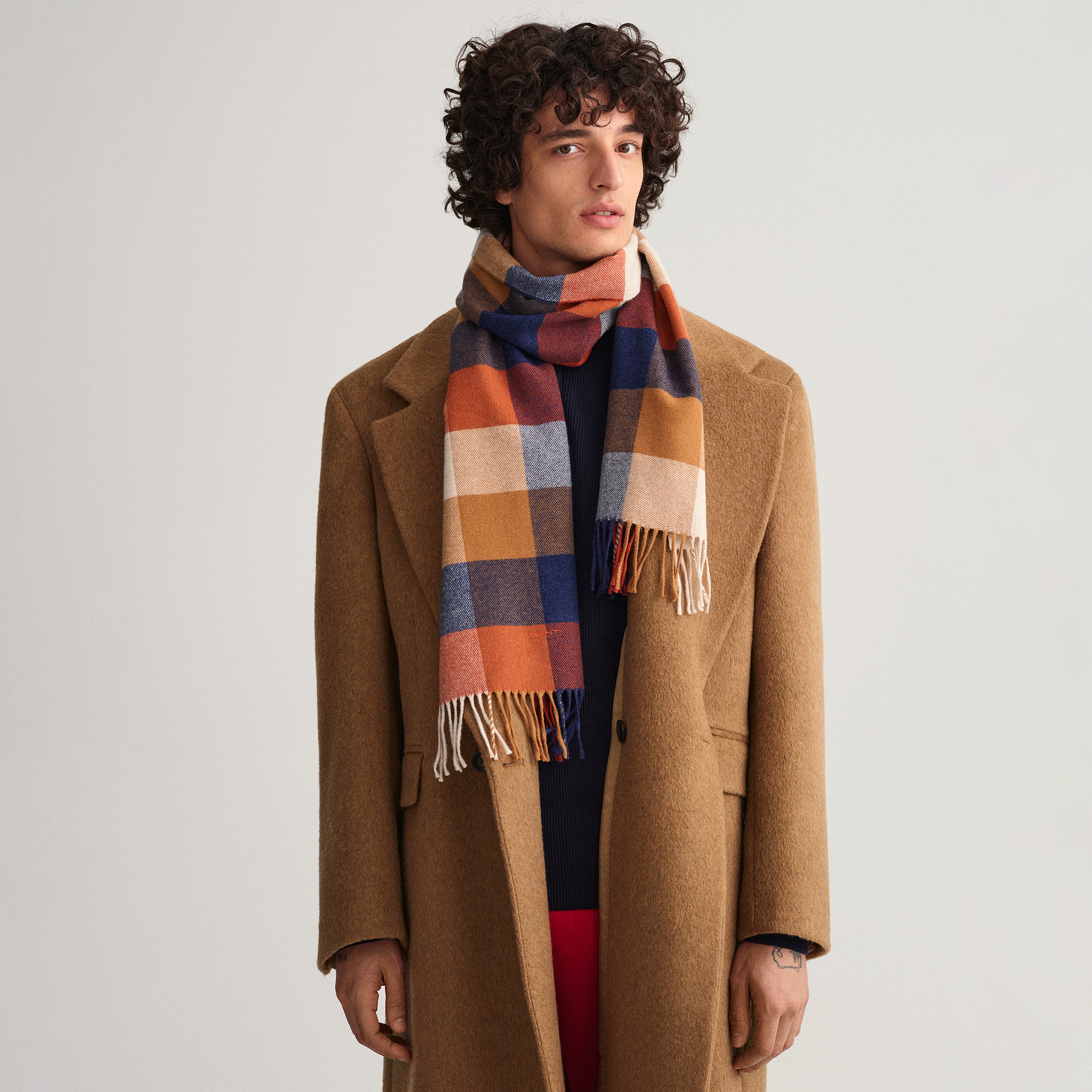 Gant Unisex Turuncu Kareli Atkı