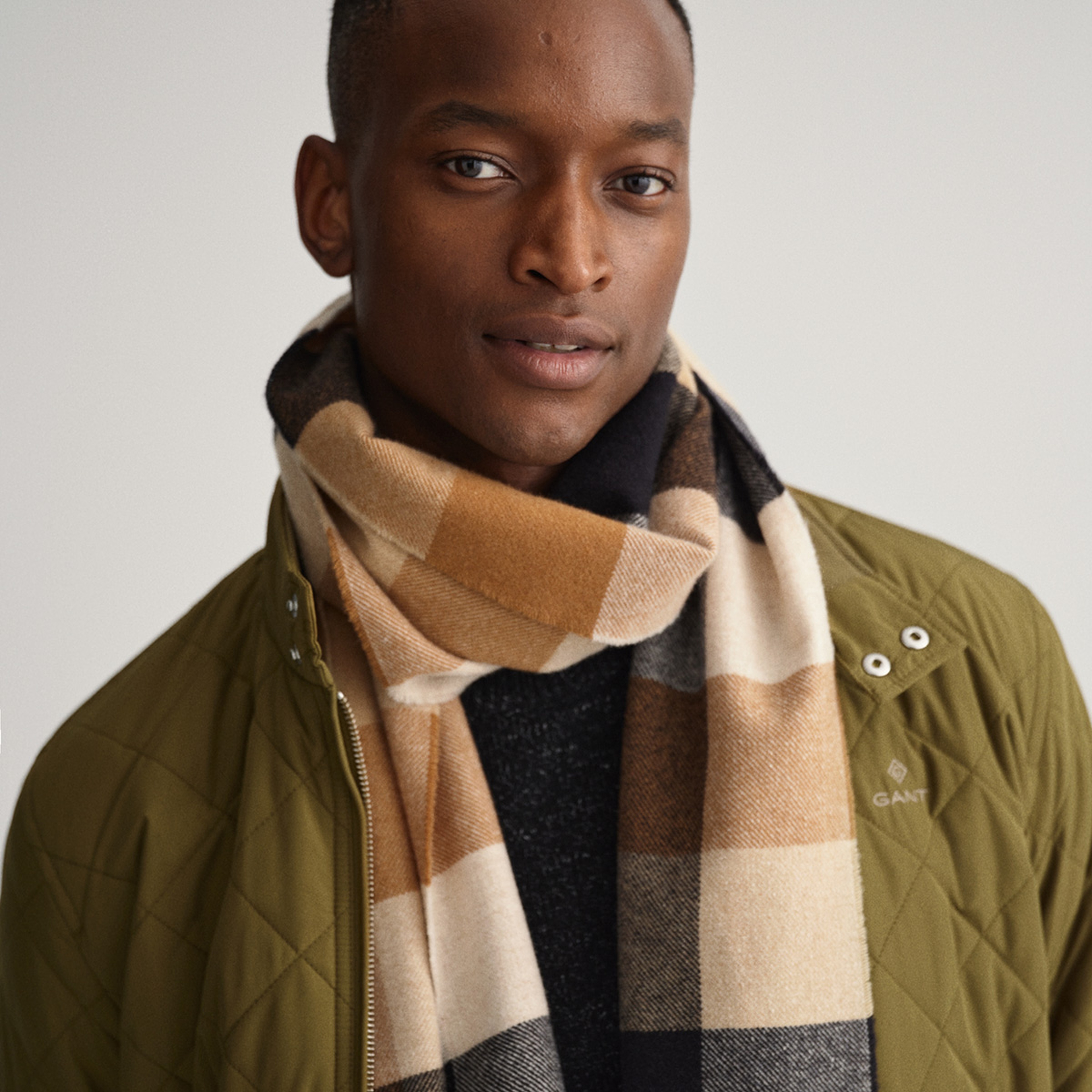 Gant Unisex Bej Kareli Atkı
