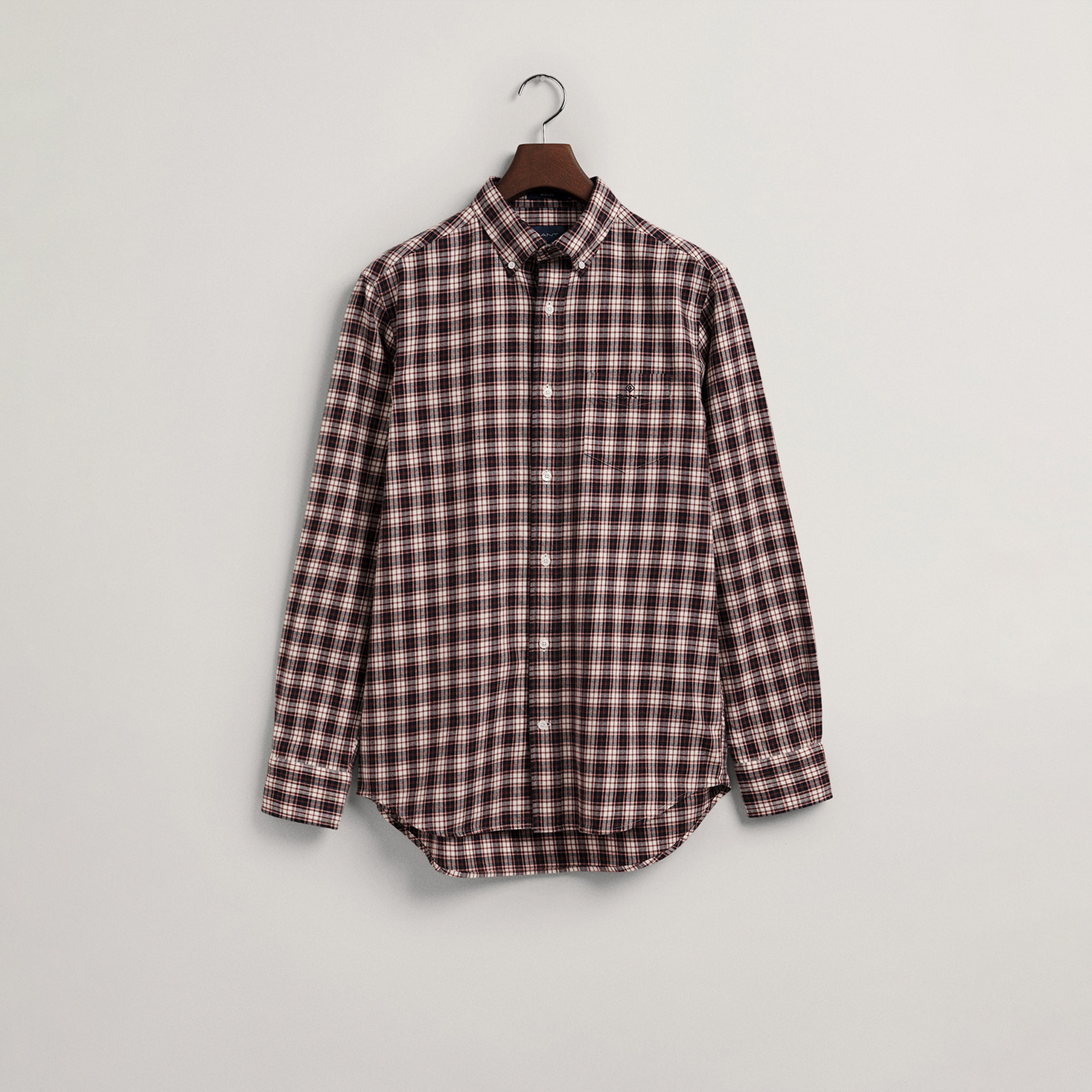 Gant Erkek Lacivert Regular Fit Düğmeli Yaka Kareli Gömlek