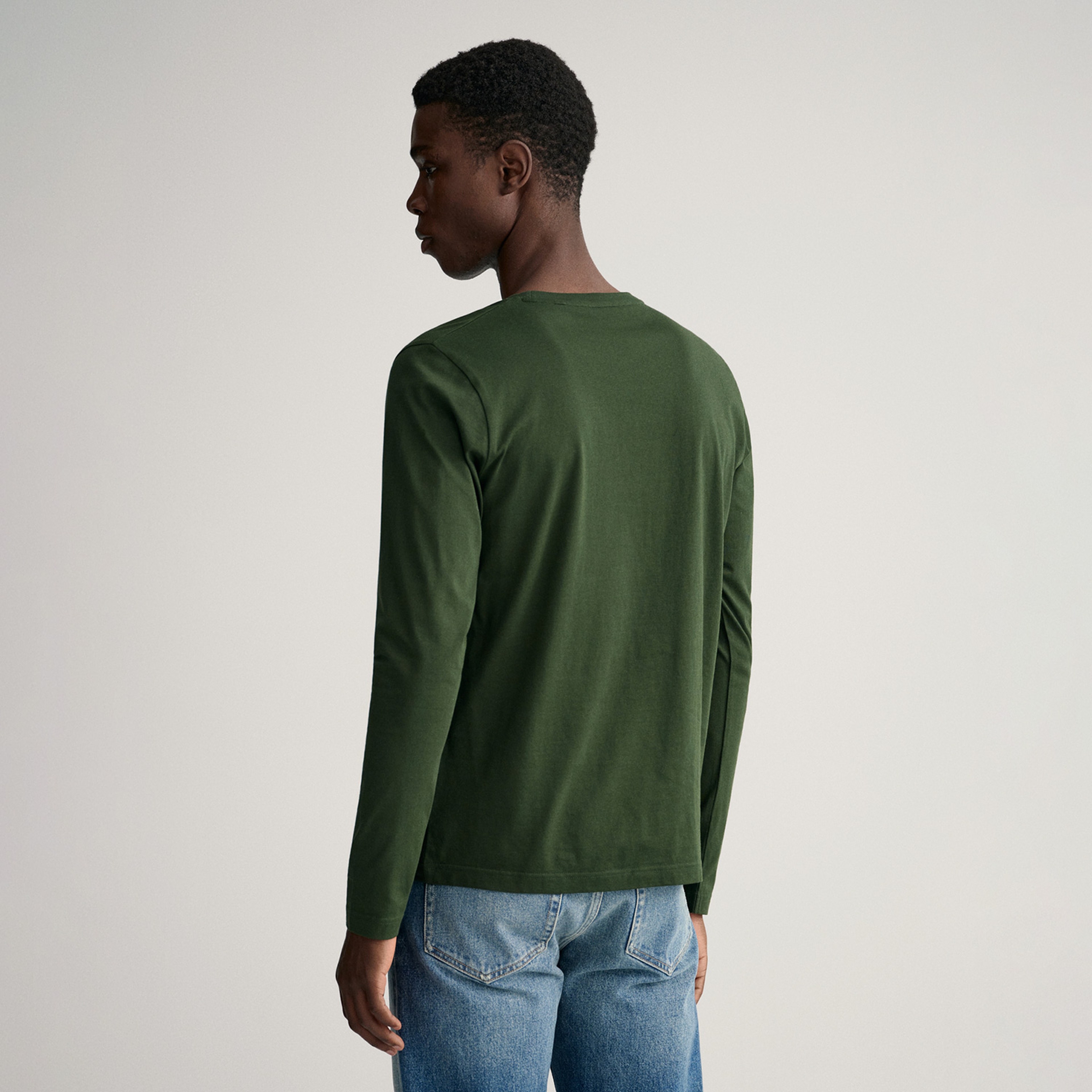 Gant Erkek Yeşil Regular Fit Bisiklet Yaka Logolu T-shirt