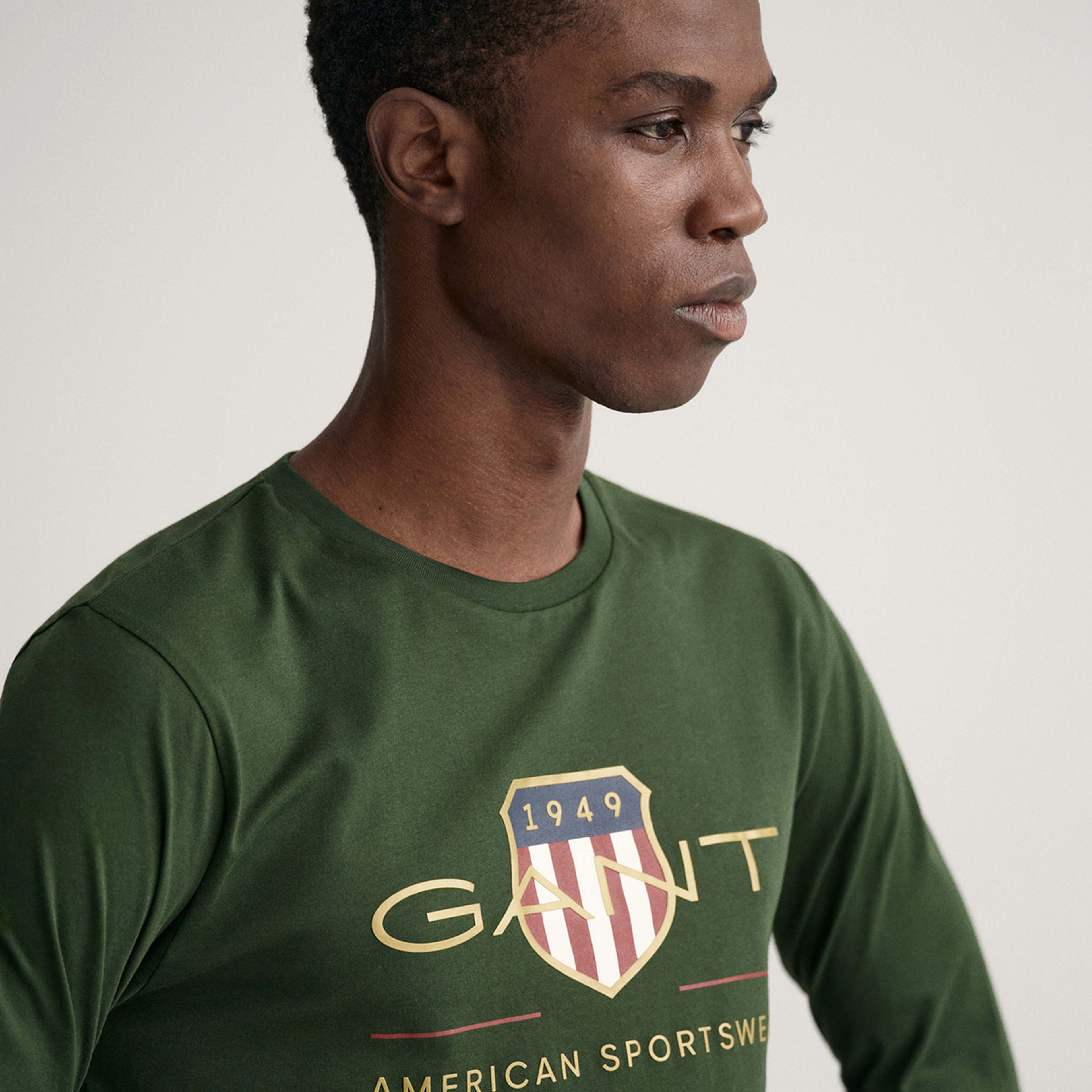 Gant Erkek Yeşil Regular Fit Bisiklet Yaka Logolu T-shirt