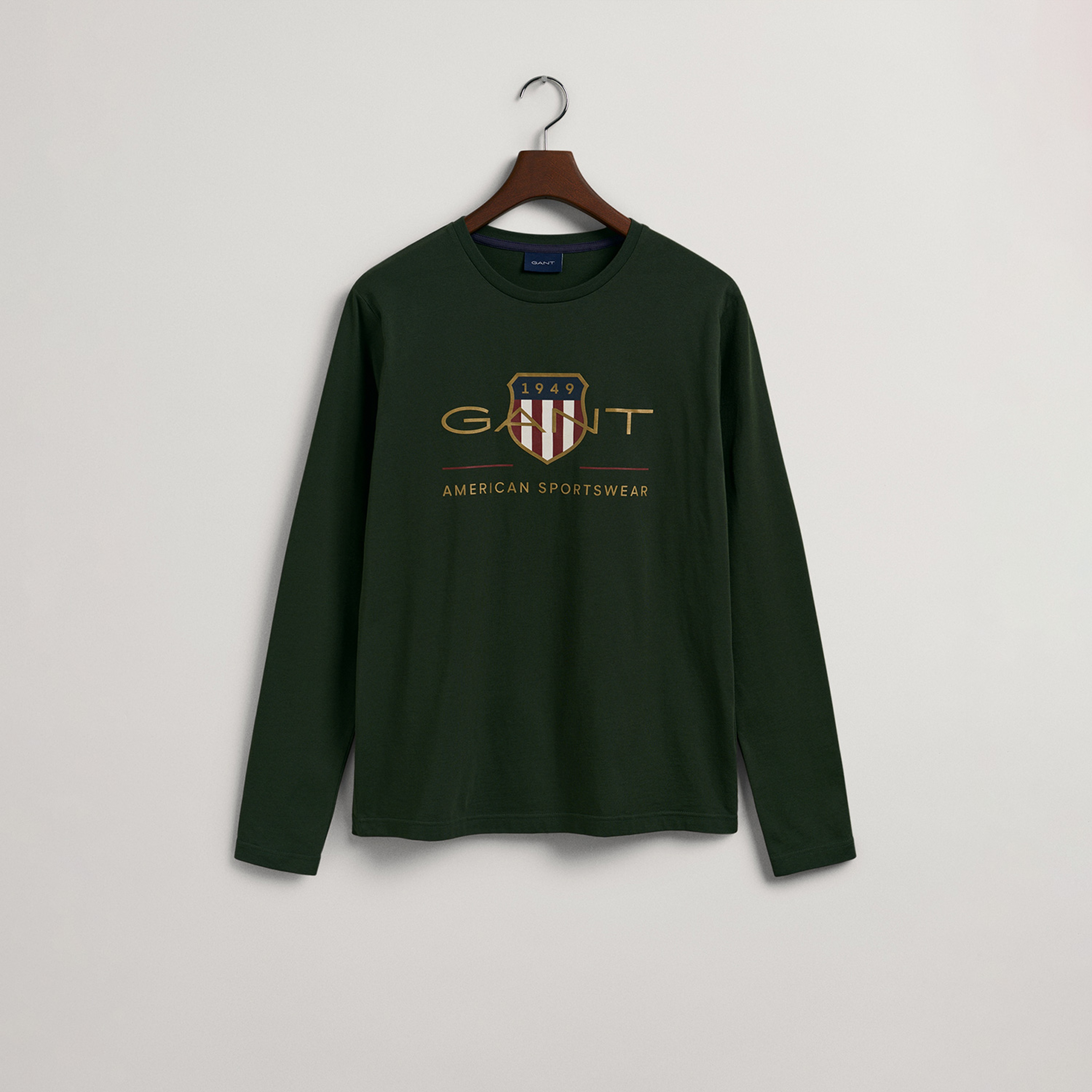 Gant Erkek Yeşil Regular Fit Bisiklet Yaka Logolu T-shirt