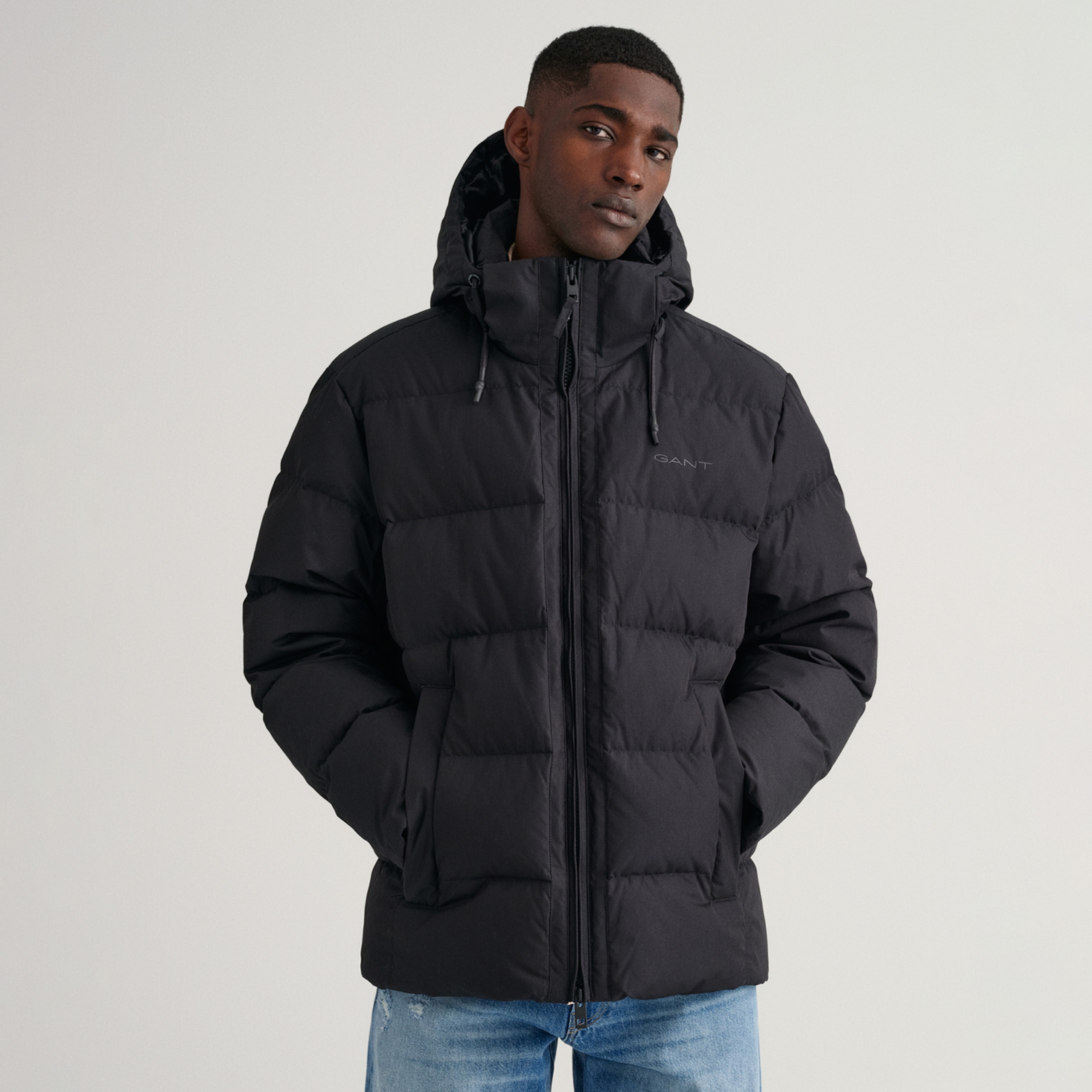 Gant Erkek Siyah Regular Fit Kapüşonlu Mont