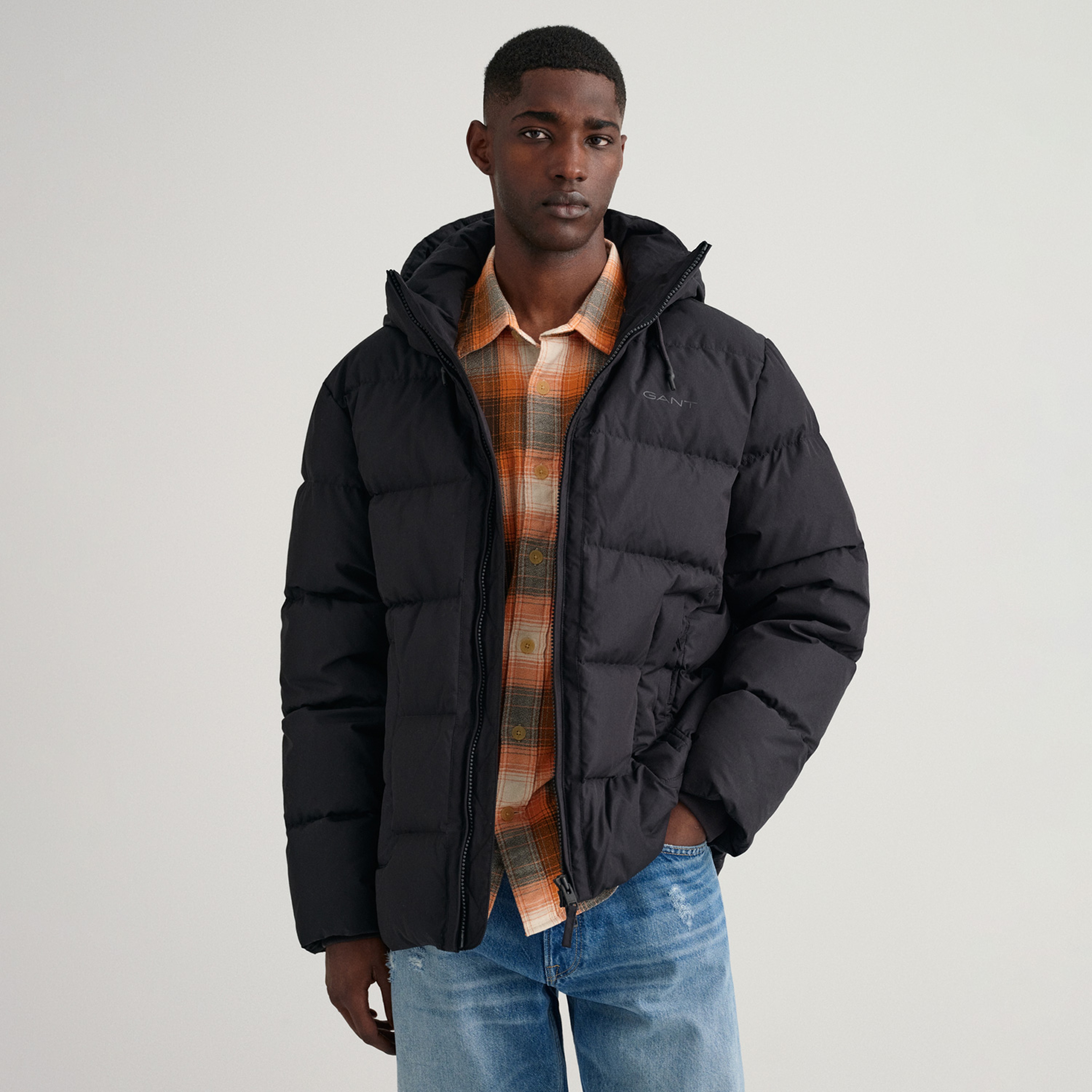 Gant Erkek Siyah Regular Fit Kapüşonlu Mont