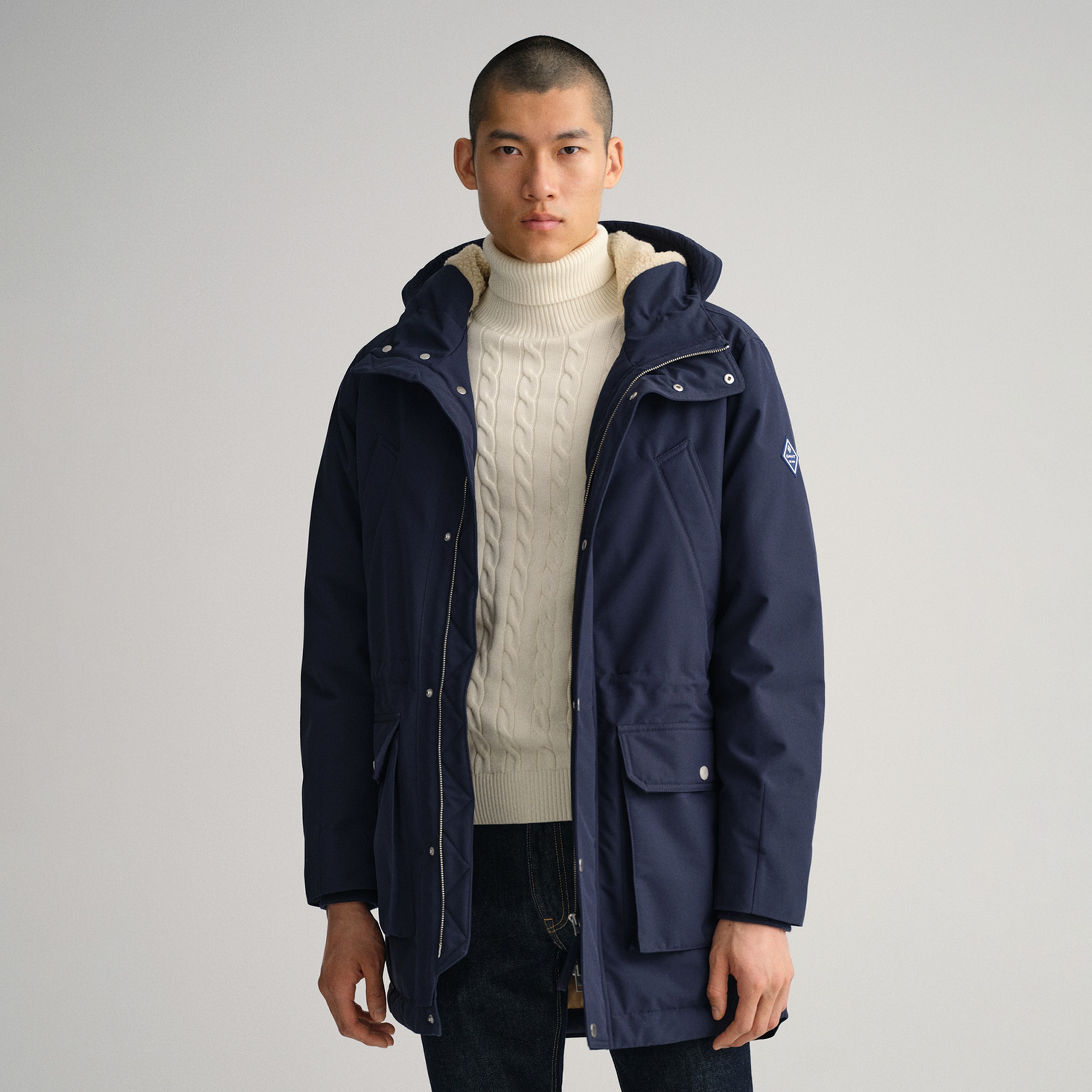 Gant Erkek Lacivert Regular Fit Kapüşonlu Mont