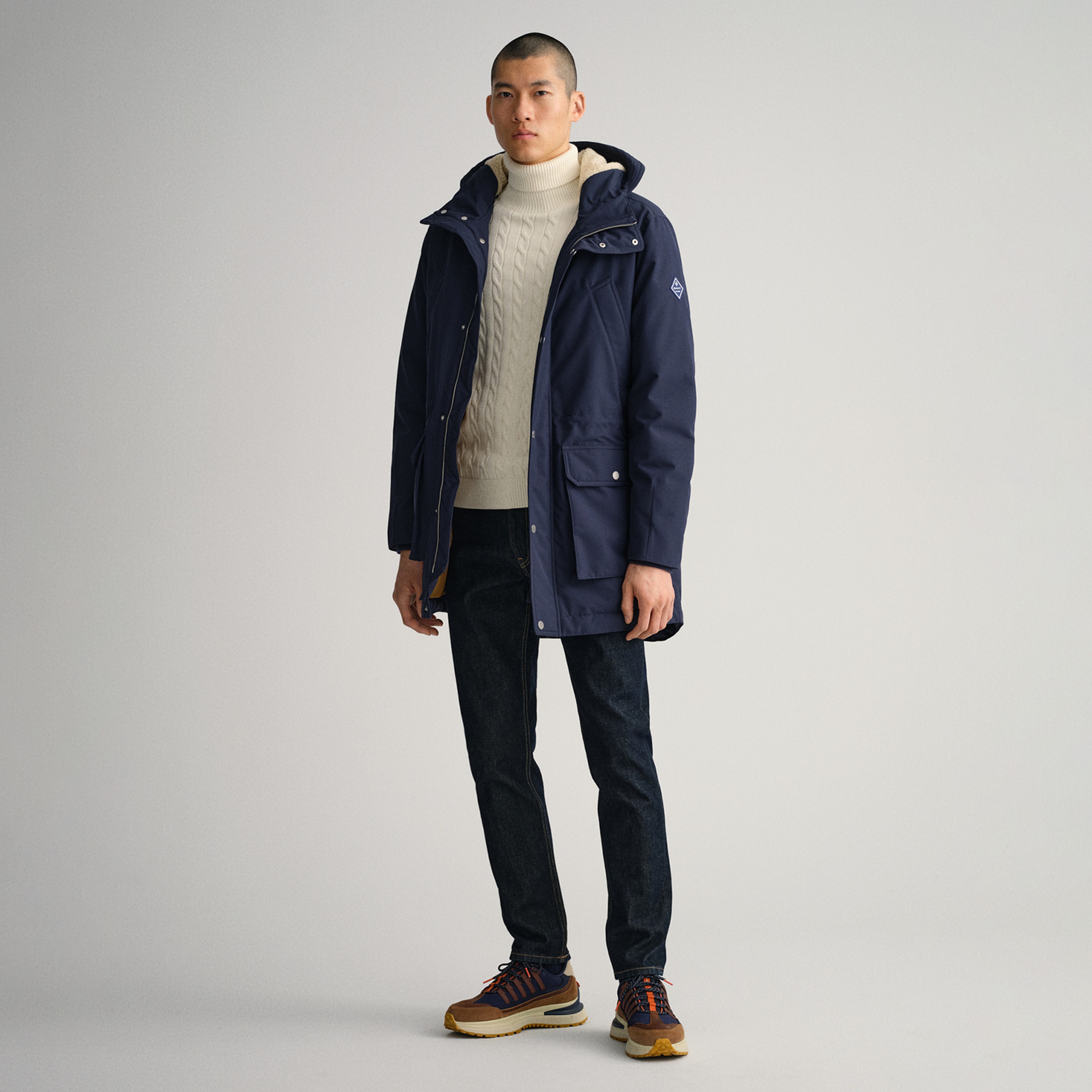Gant Erkek Lacivert Regular Fit Kapüşonlu Mont