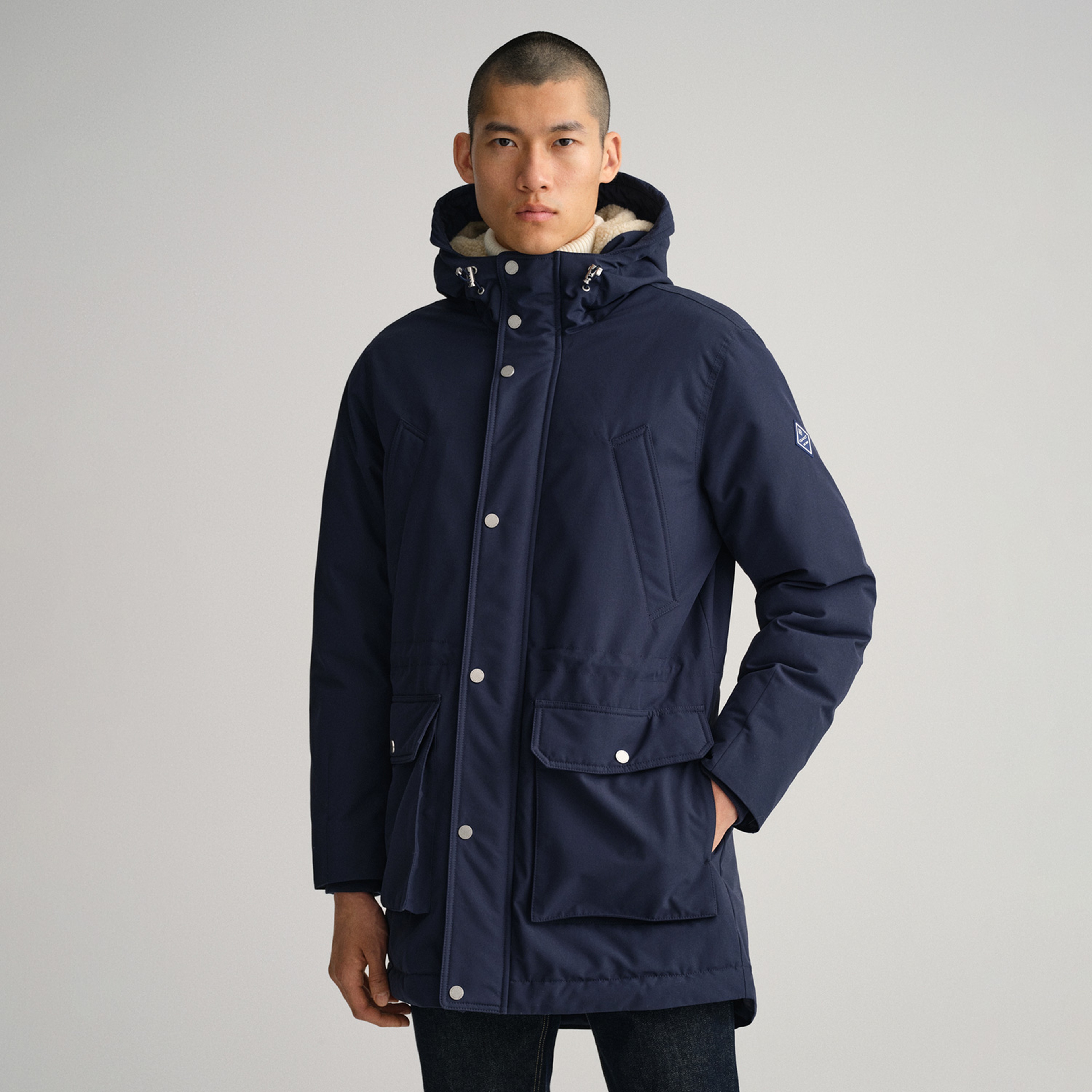 Gant Erkek Lacivert Regular Fit Kapüşonlu Mont