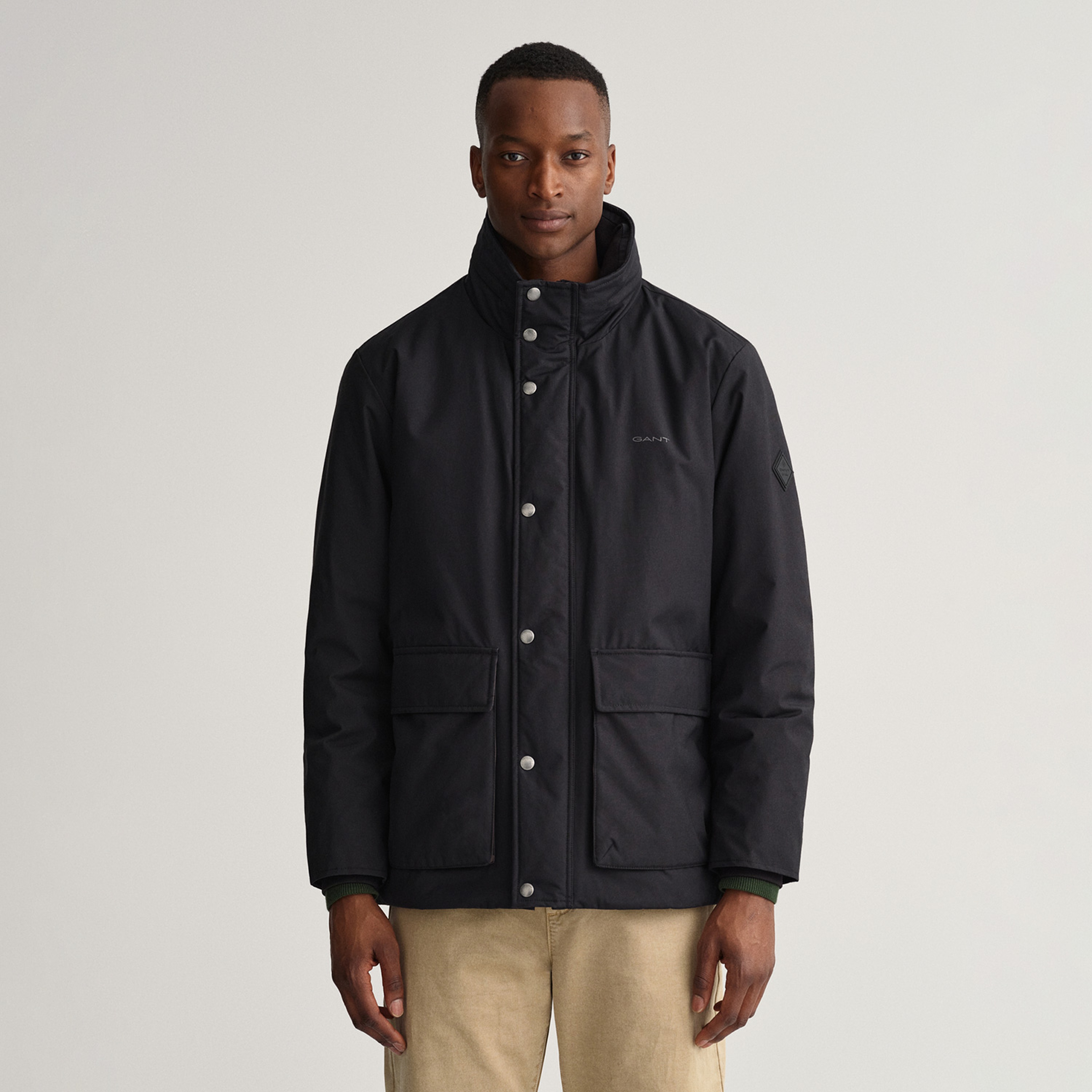 Gant Erkek Siyah Regular Fit  Dik Yaka Mont