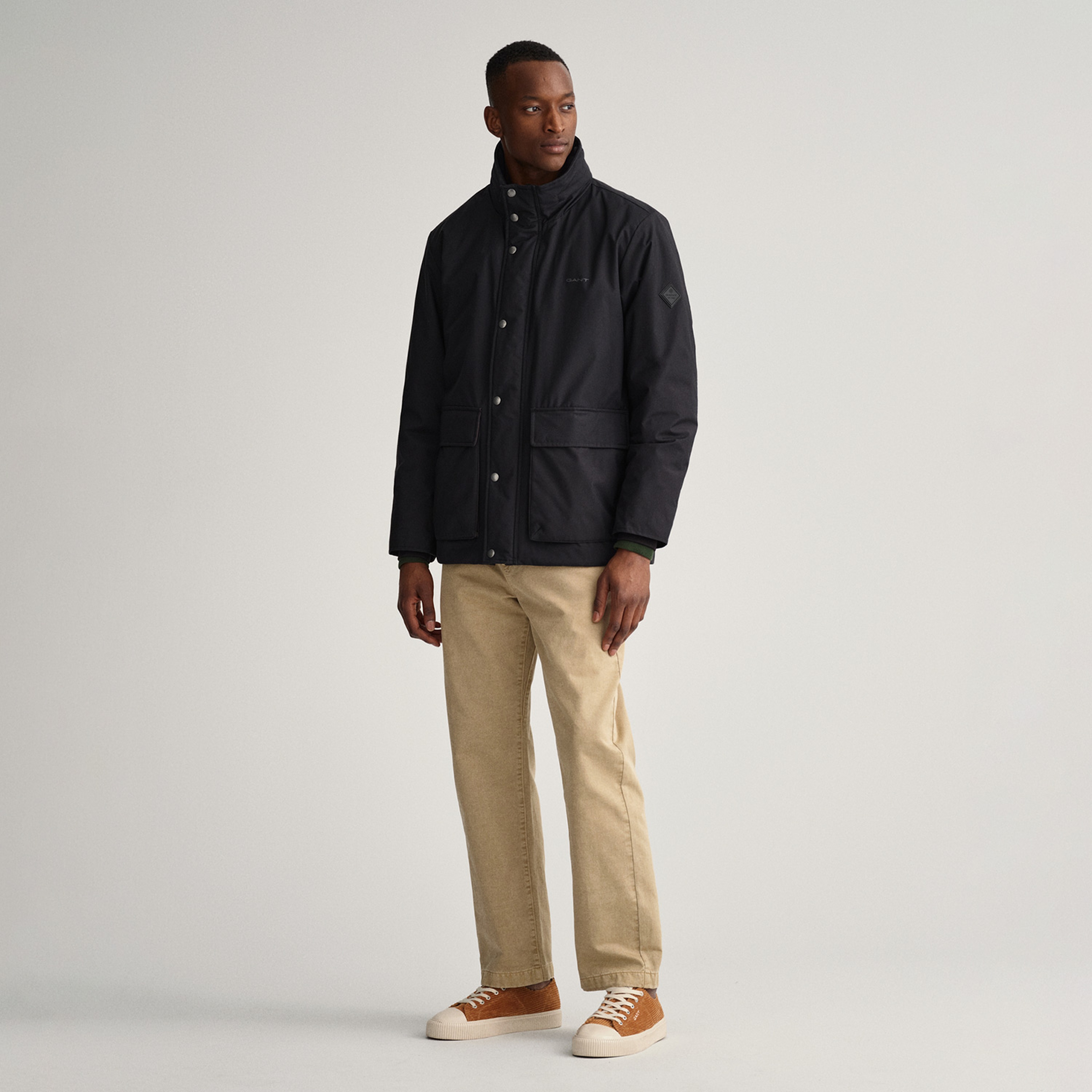 Gant Erkek Siyah Regular Fit  Dik Yaka Mont