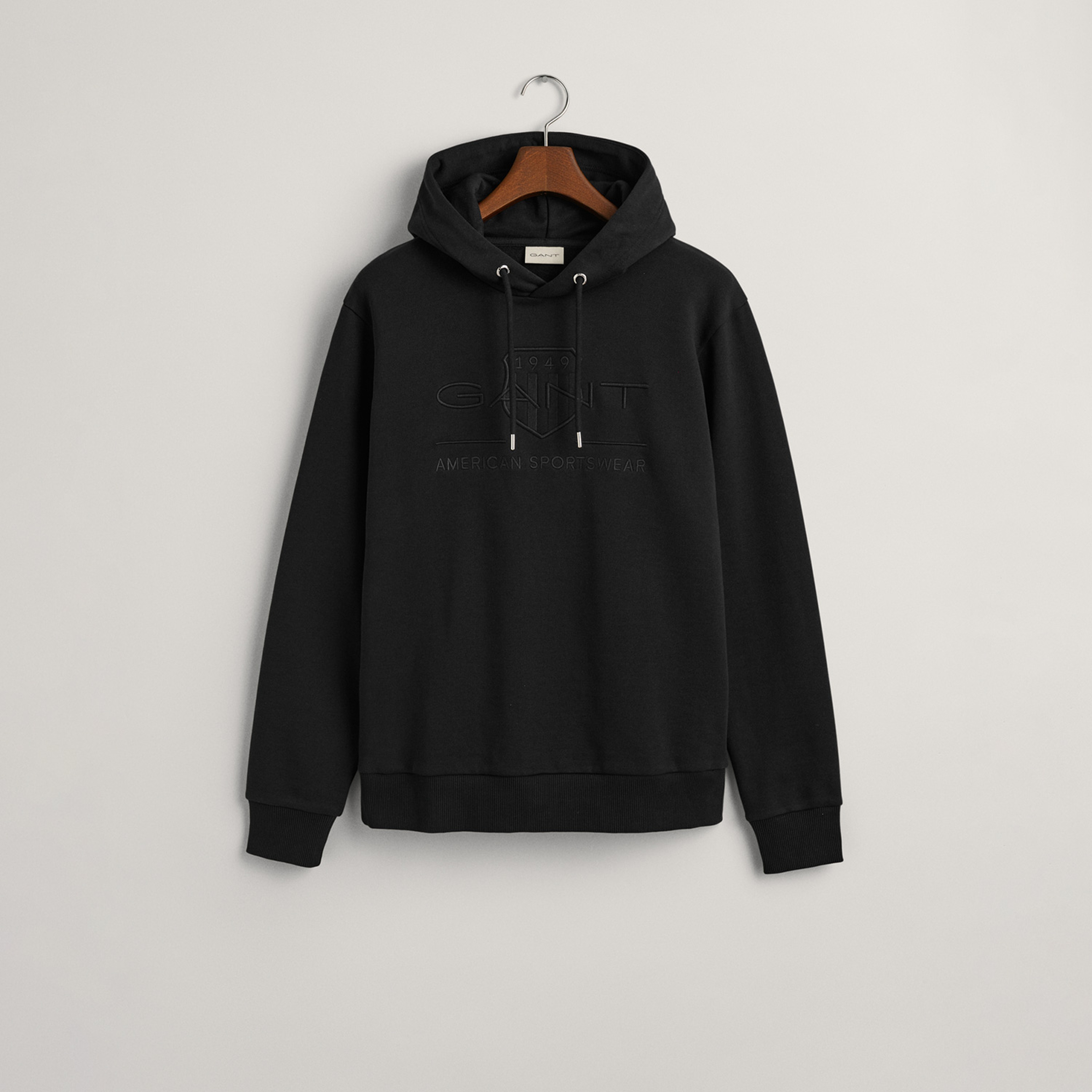 Gant Erkek Siyah Regular Fit Kapüşonlu Logolu Sweatshirt