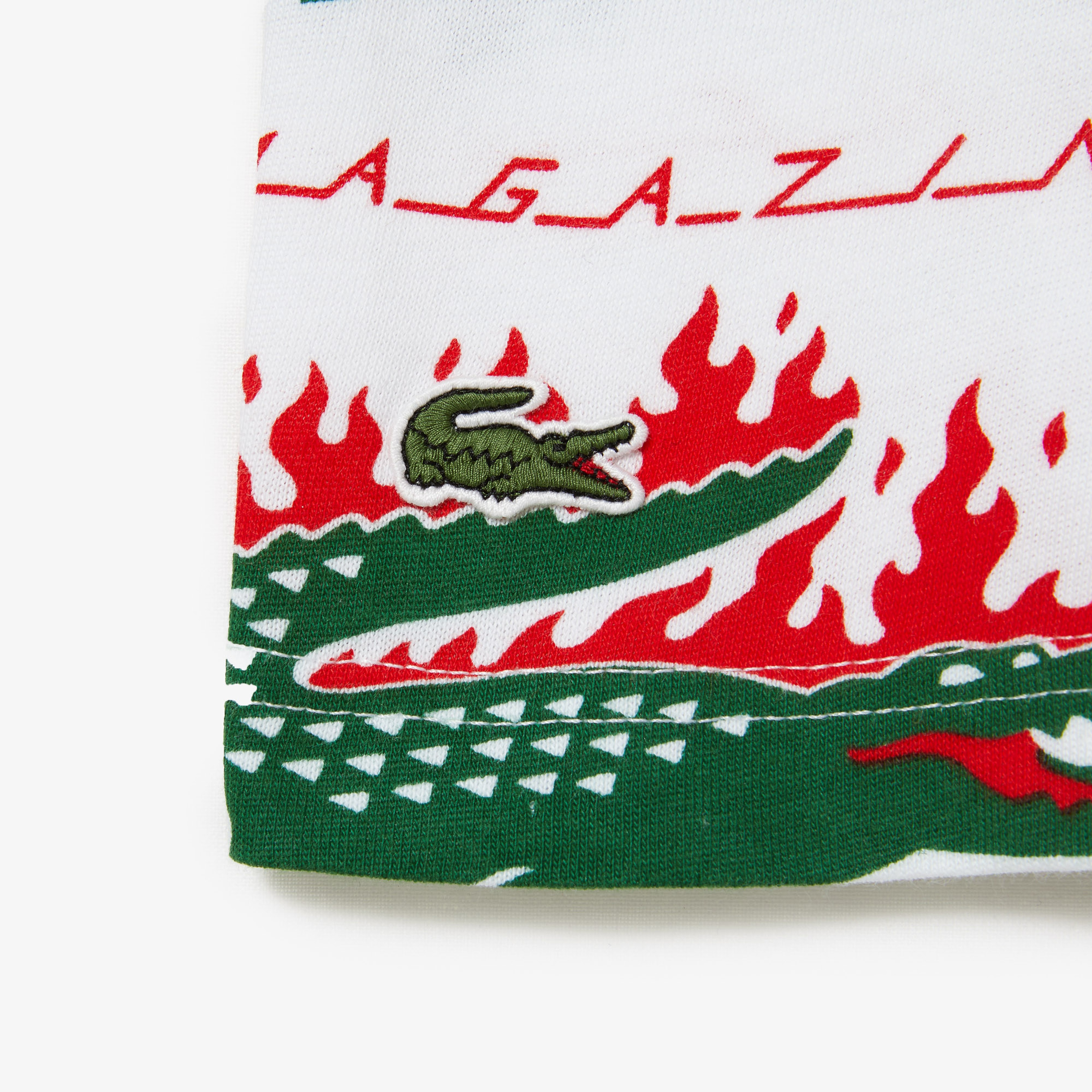 Lacoste X Trasher Baskılı Unisex Beyaz T-shirt