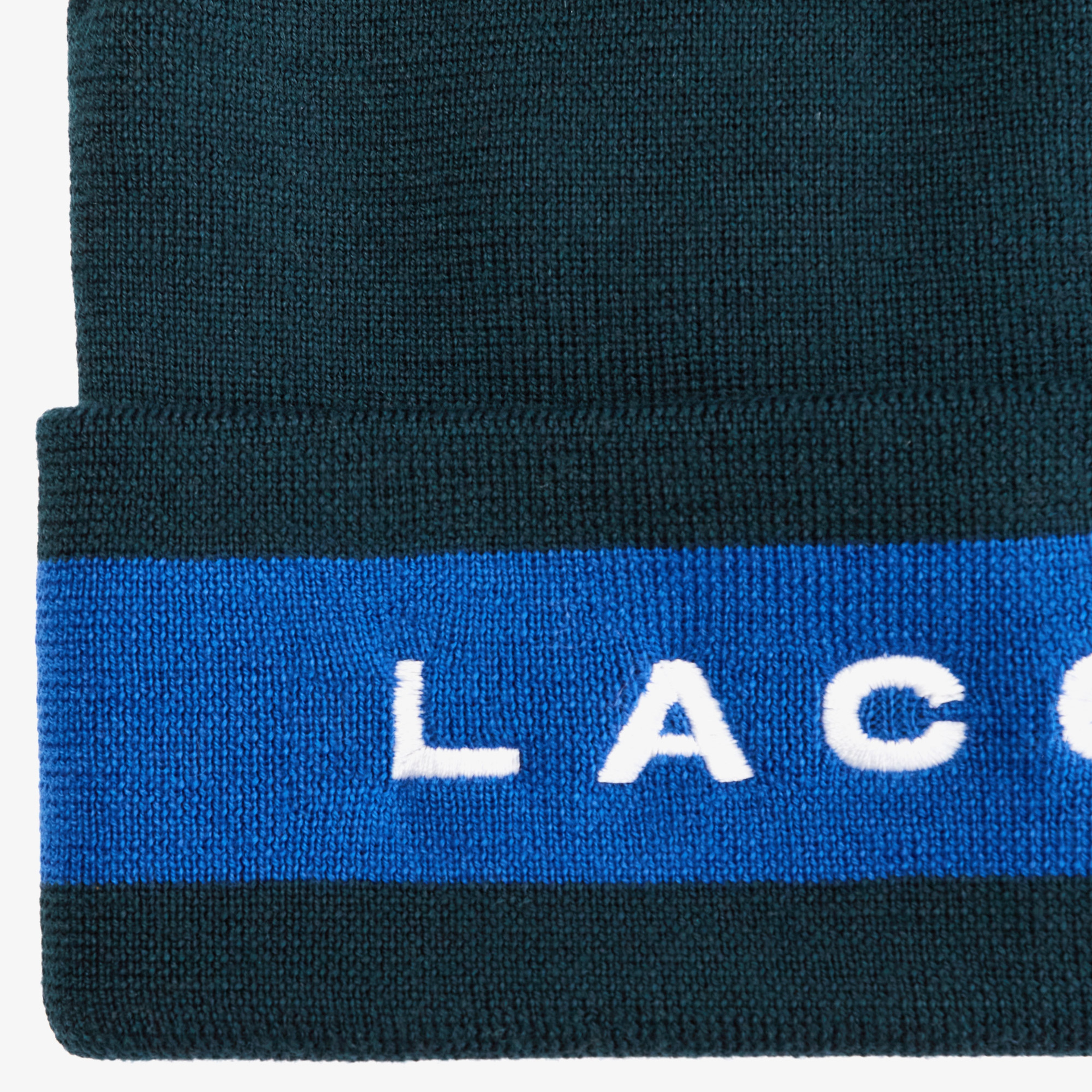 Lacoste Erkek Yün Renk Bloklu Koyu Yeşil Bere