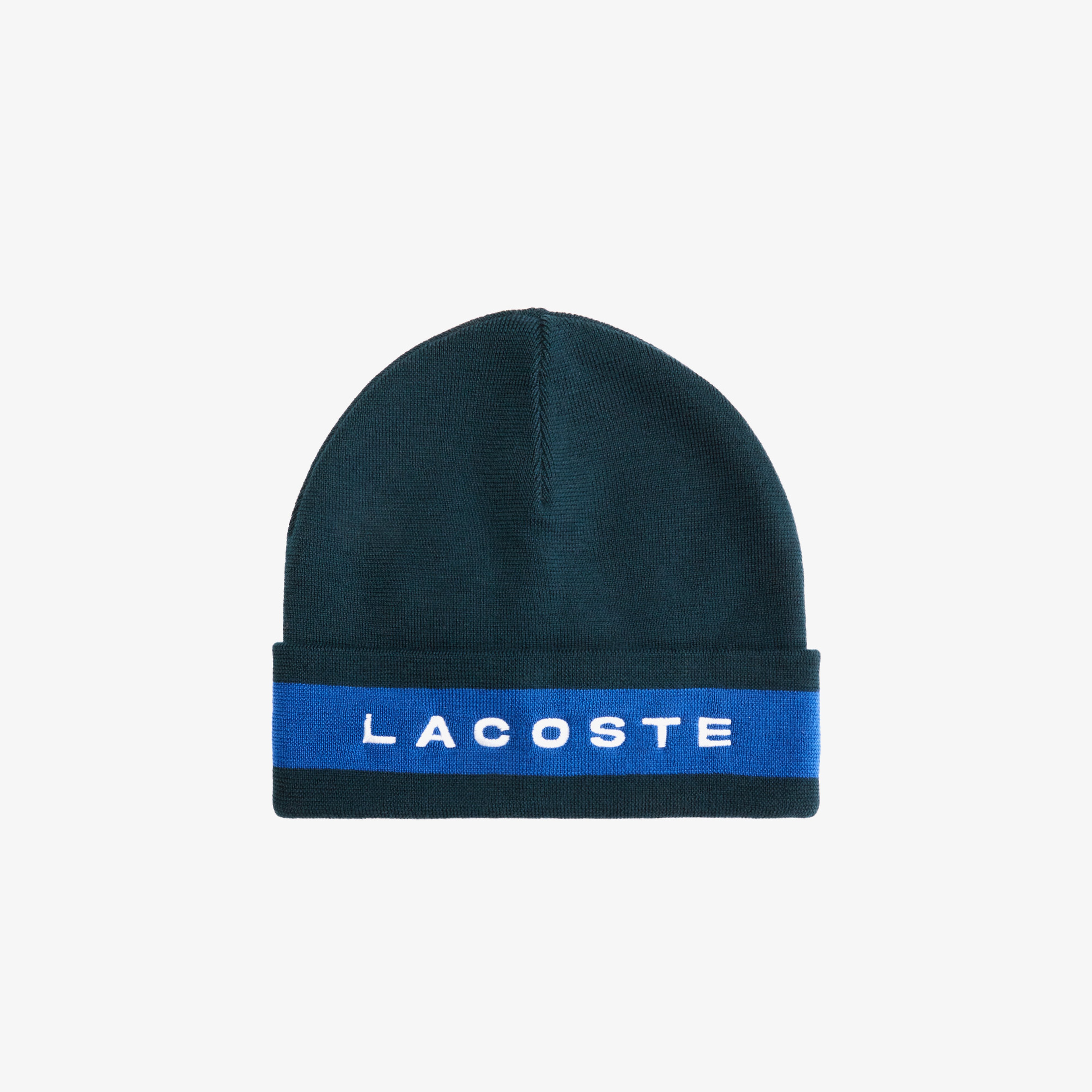 Lacoste Erkek Yün Renk Bloklu Koyu Yeşil Bere