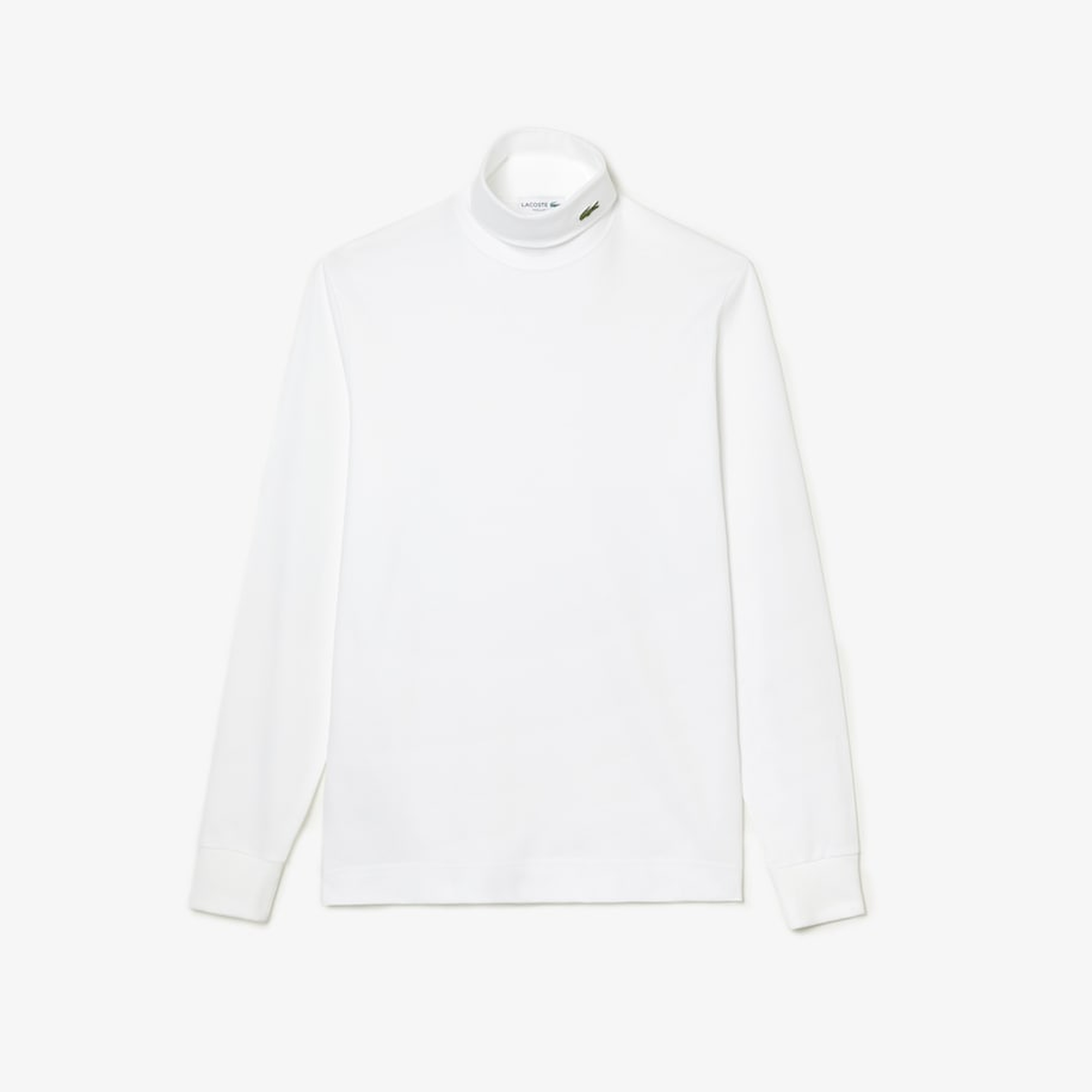 Erkek Regular Fit Uzun Kollu Hakim Yaka Beyaz T-Shirt