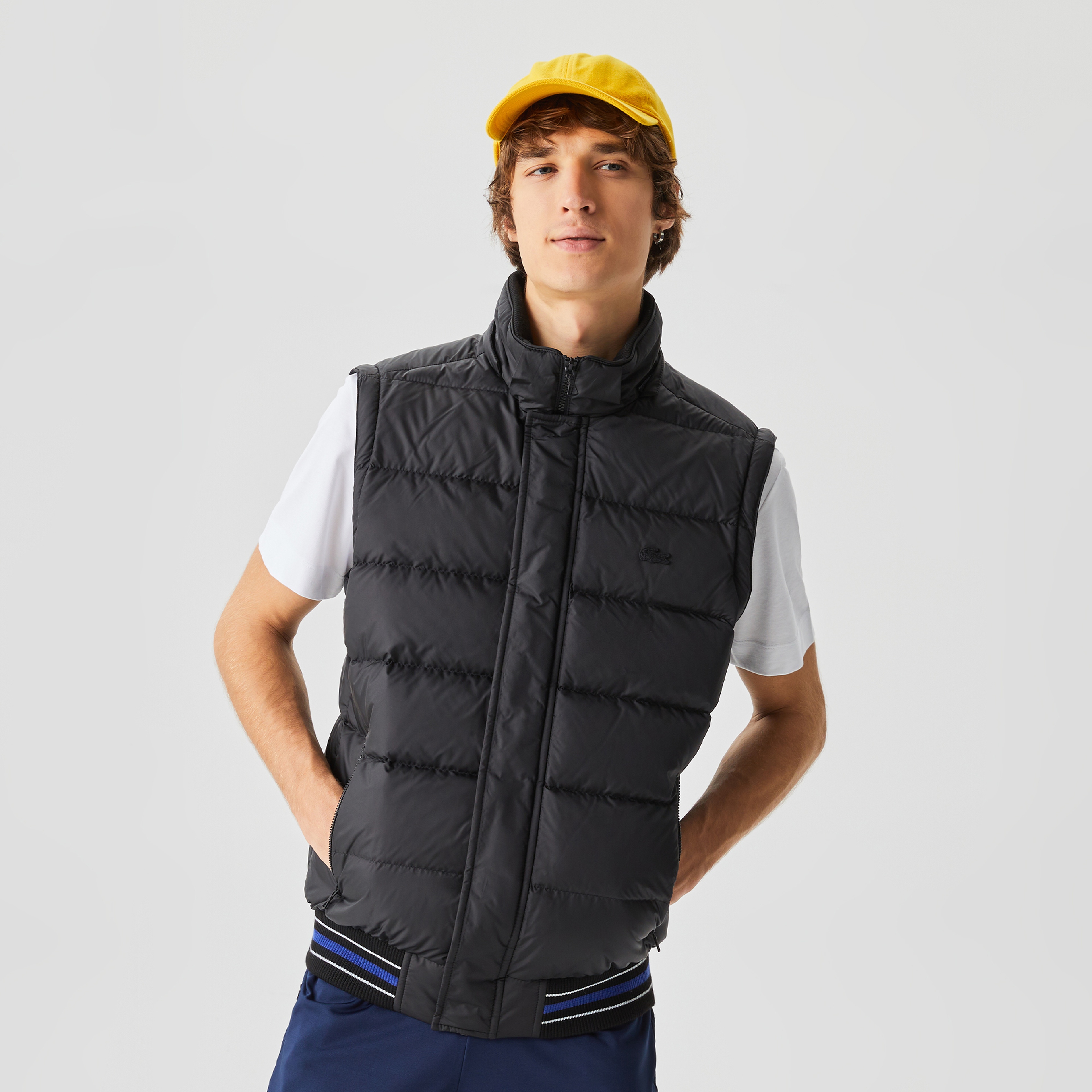 Lacoste Erkek Kapüşonlu Kapitone Siyah Bomber Ceket