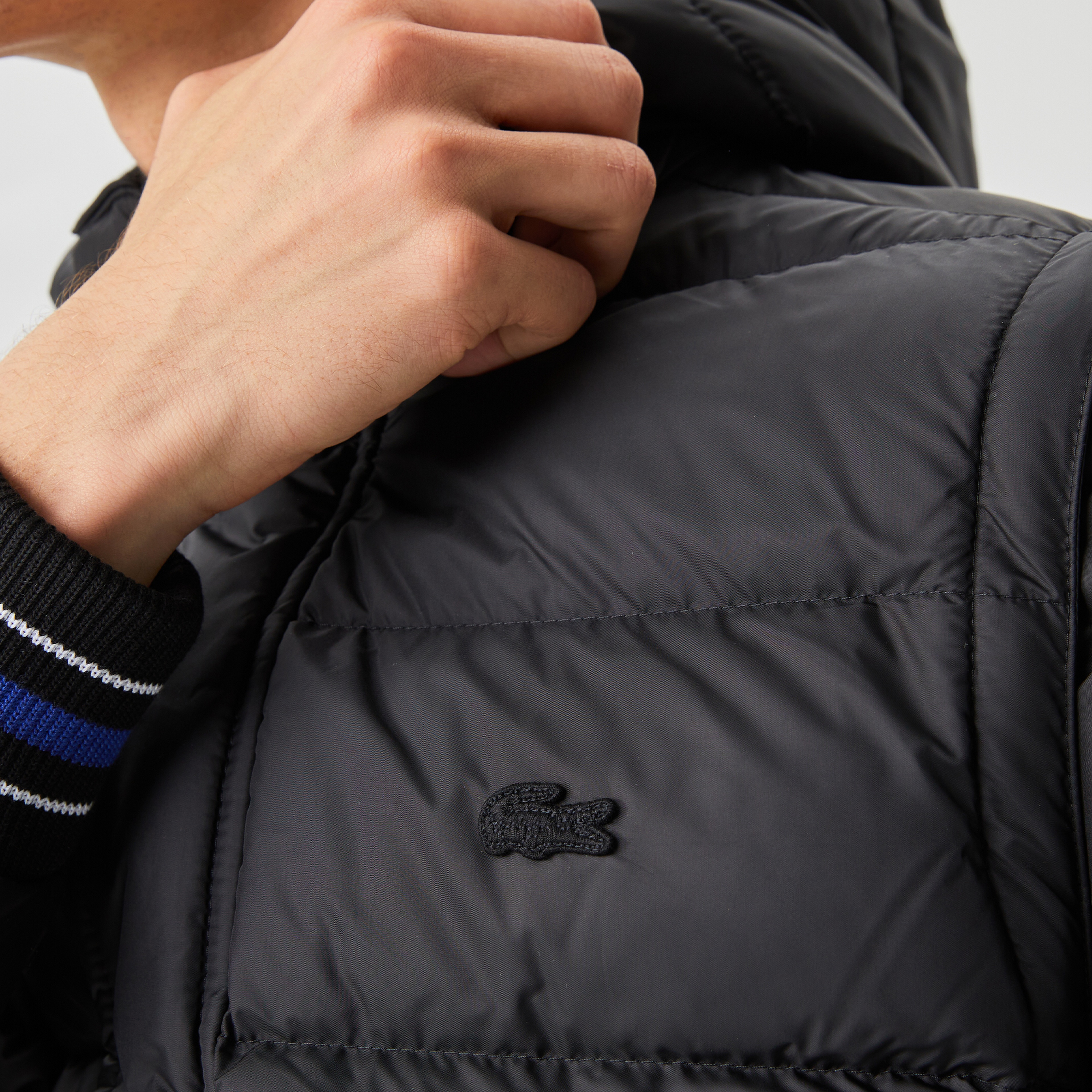 Lacoste Erkek Kapüşonlu Kapitone Siyah Bomber Ceket