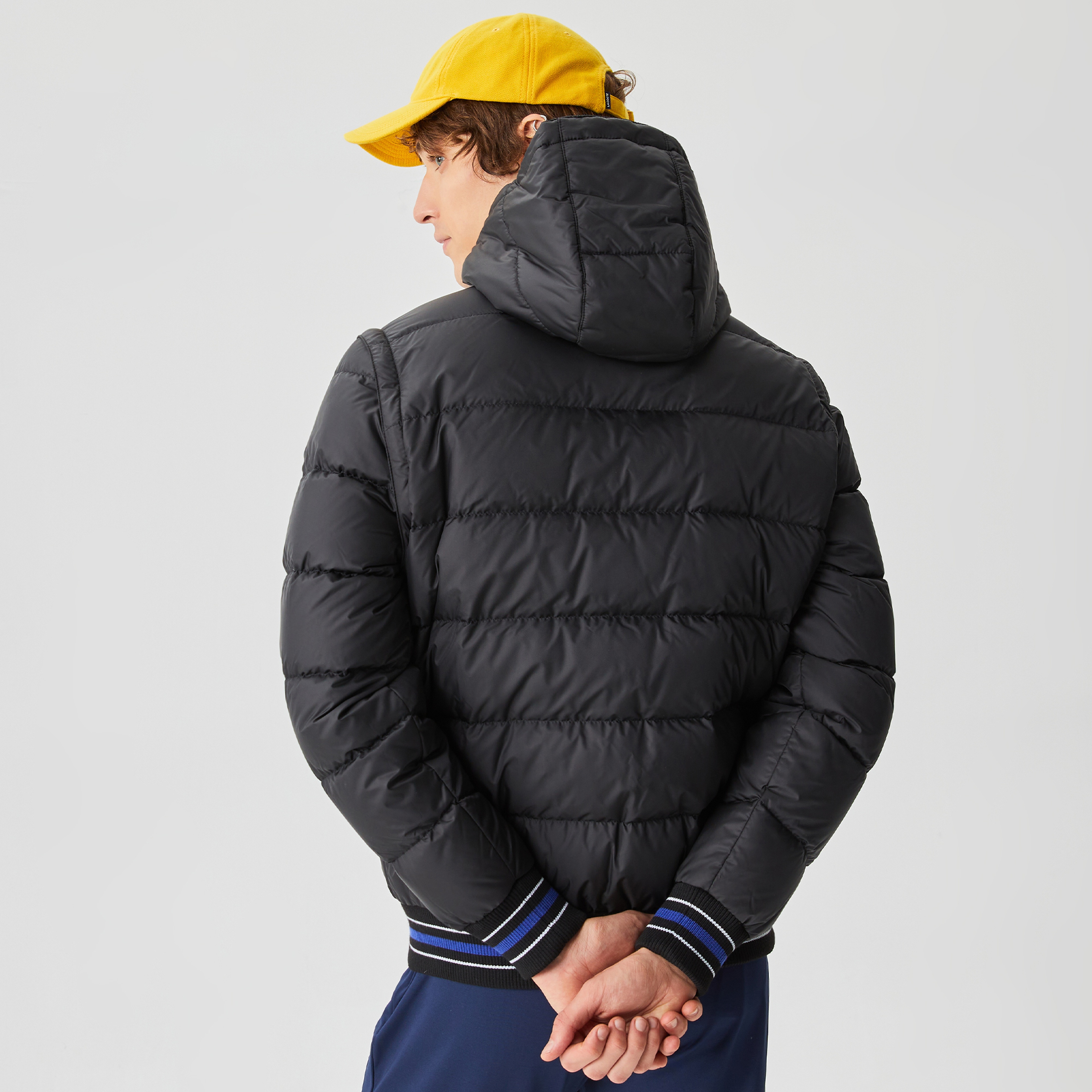 Lacoste Erkek Kapüşonlu Kapitone Siyah Bomber Ceket
