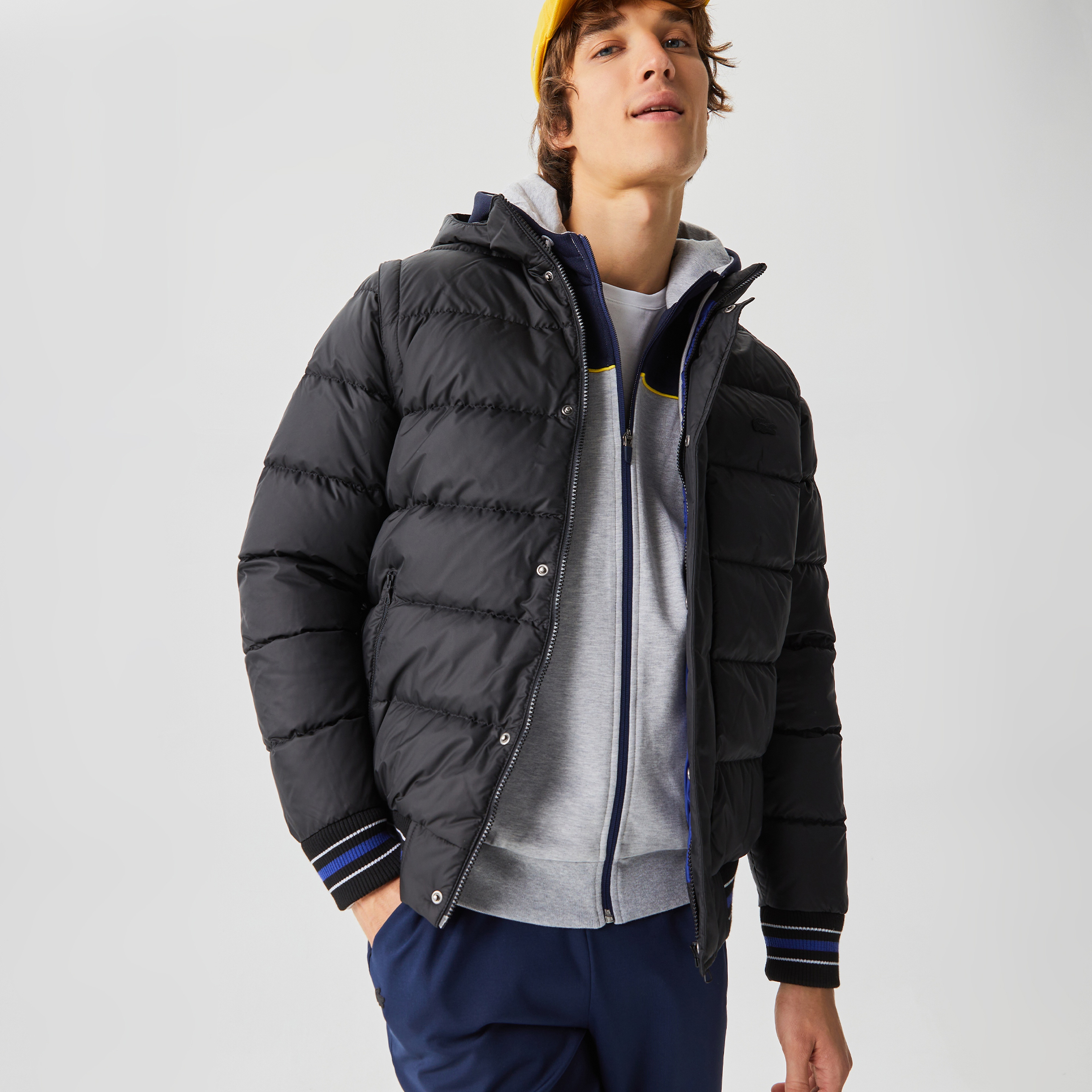 Lacoste Erkek Kapüşonlu Kapitone Siyah Bomber Ceket