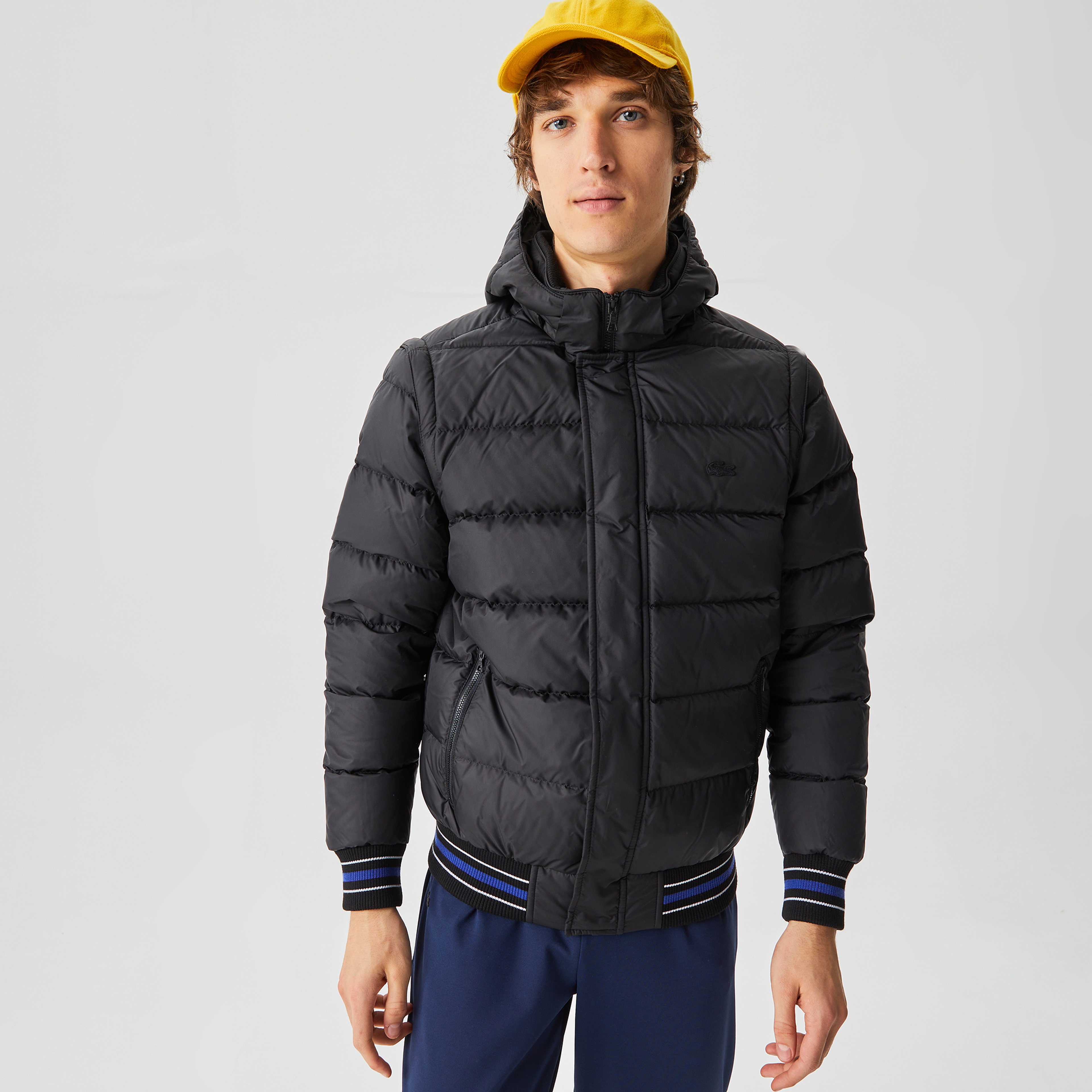 Lacoste Erkek Kapüşonlu Kapitone Siyah Bomber Ceket