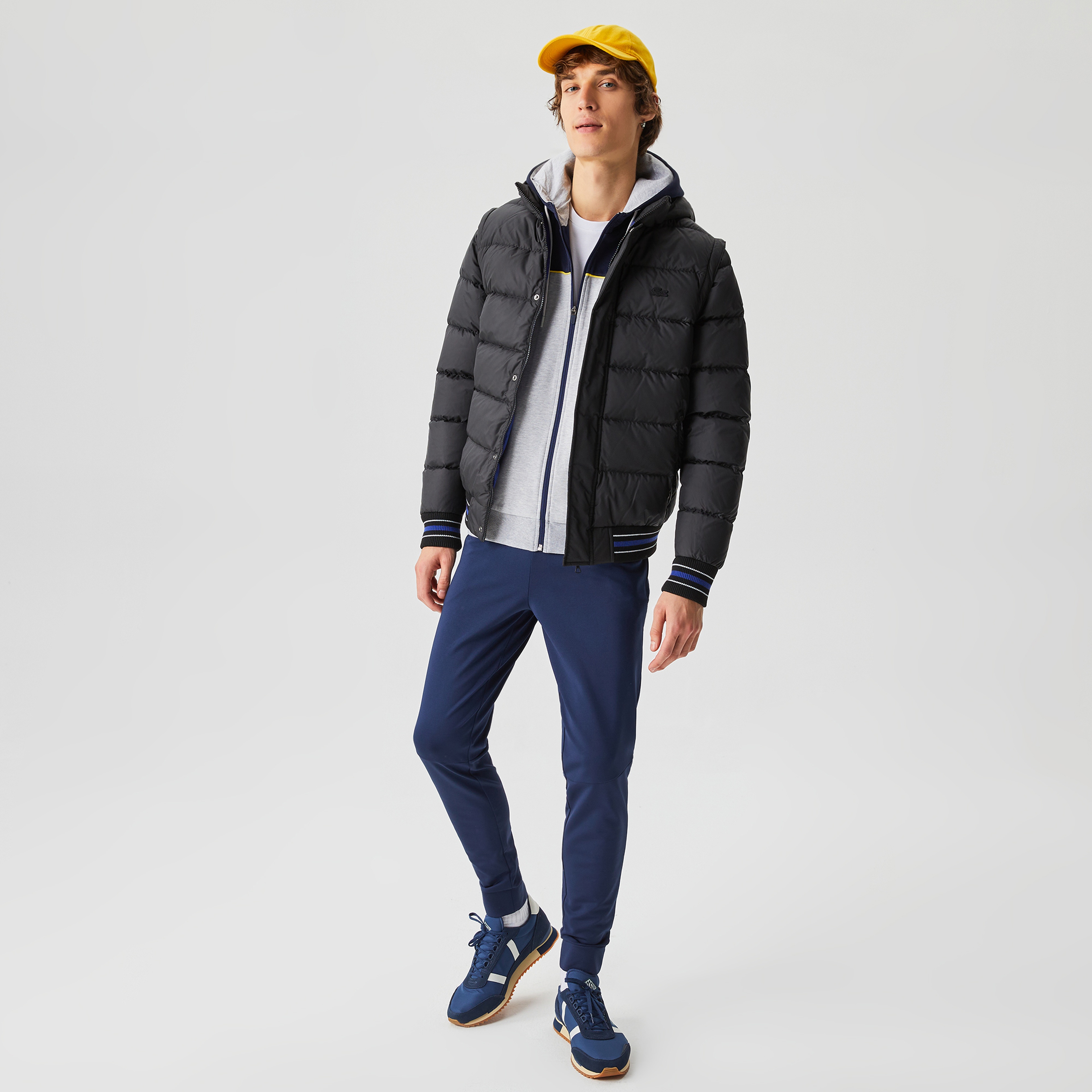 Lacoste Erkek Kapüşonlu Kapitone Siyah Bomber Ceket