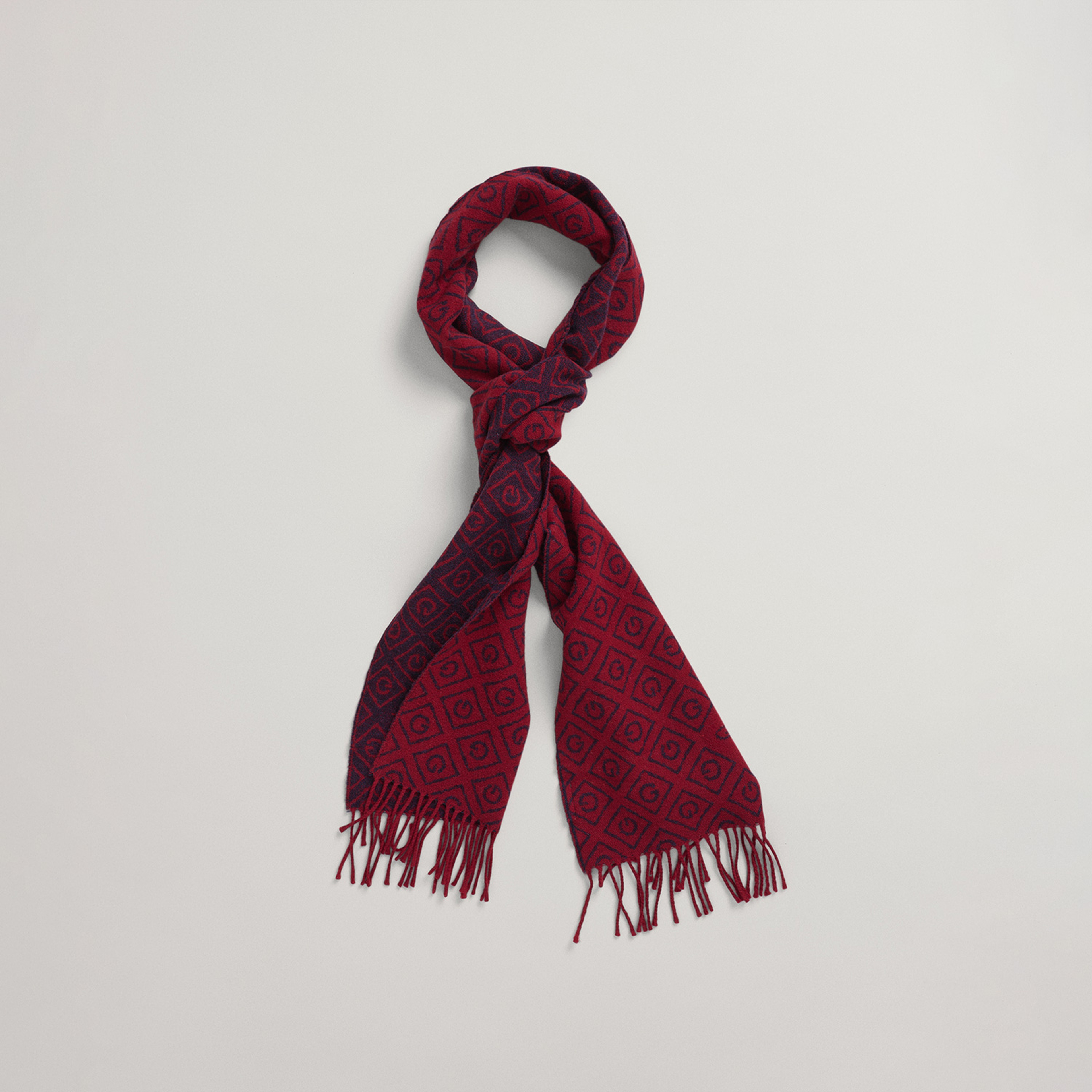 Gant Unisex Bordo Desenli Atkı