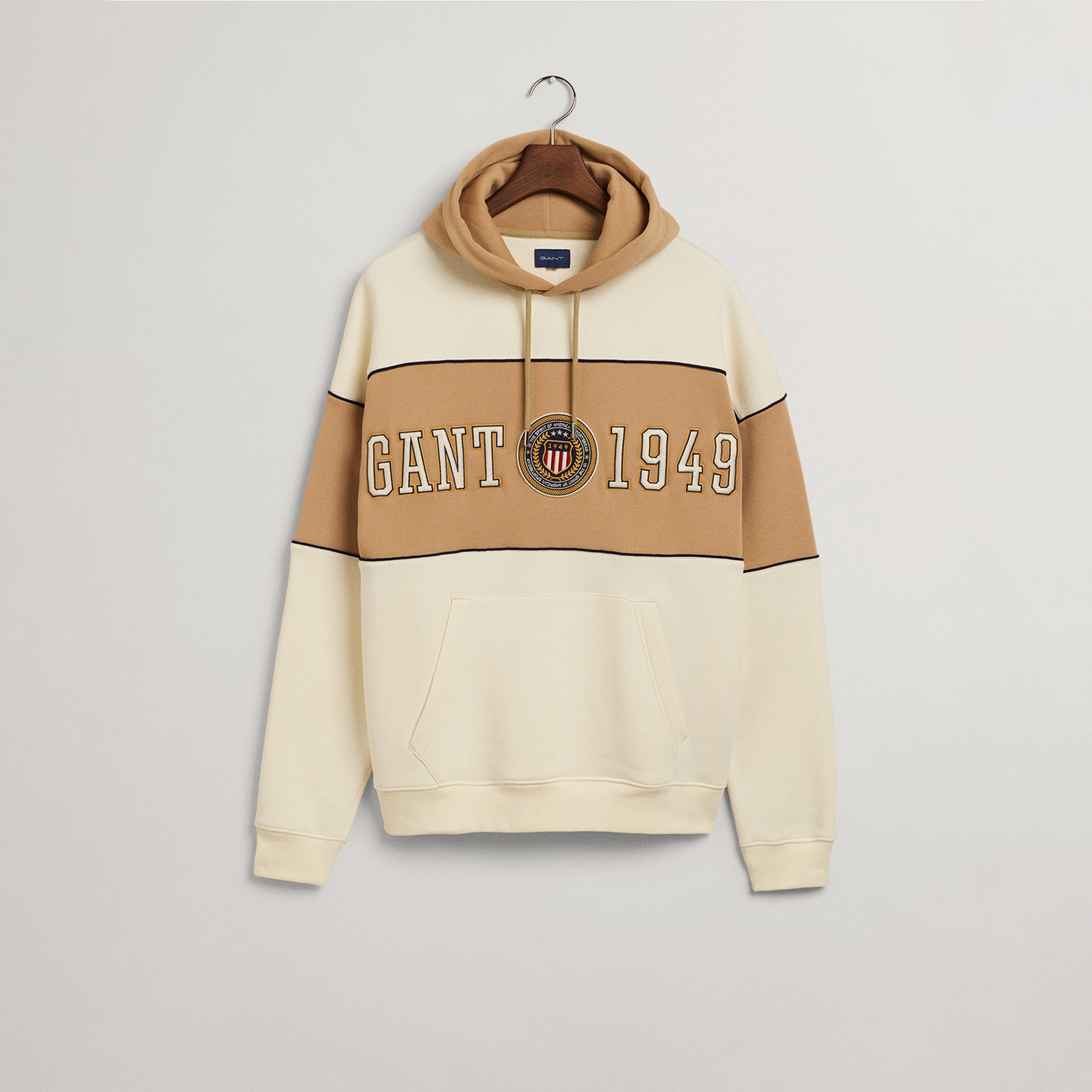 Gant Erkek Bej Relaxed Fit Kapüşonlu Logolu Sweatshirt