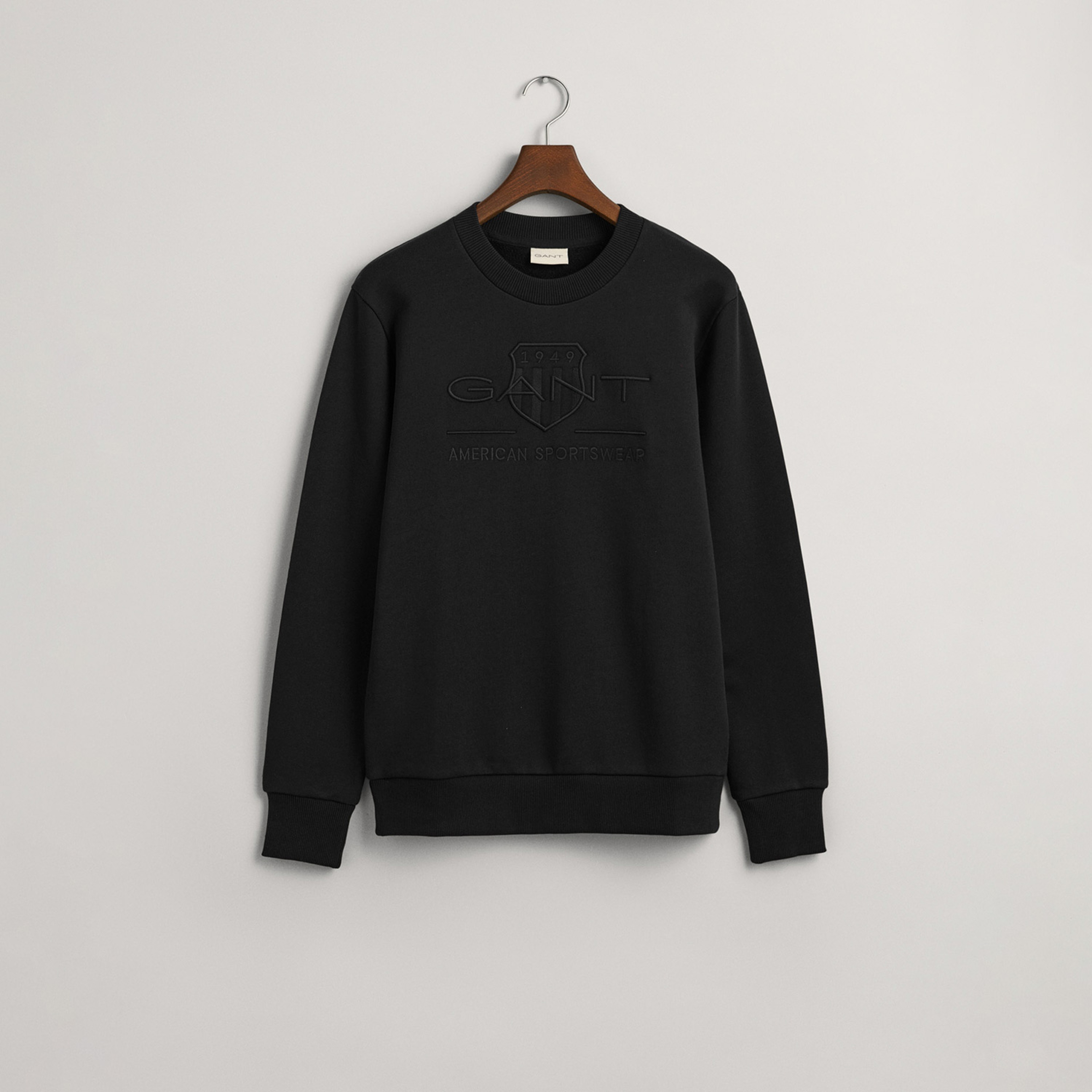 GANT Erkek Siyah Regular Fit Bisiklet Yaka Logolu Sweatshirt