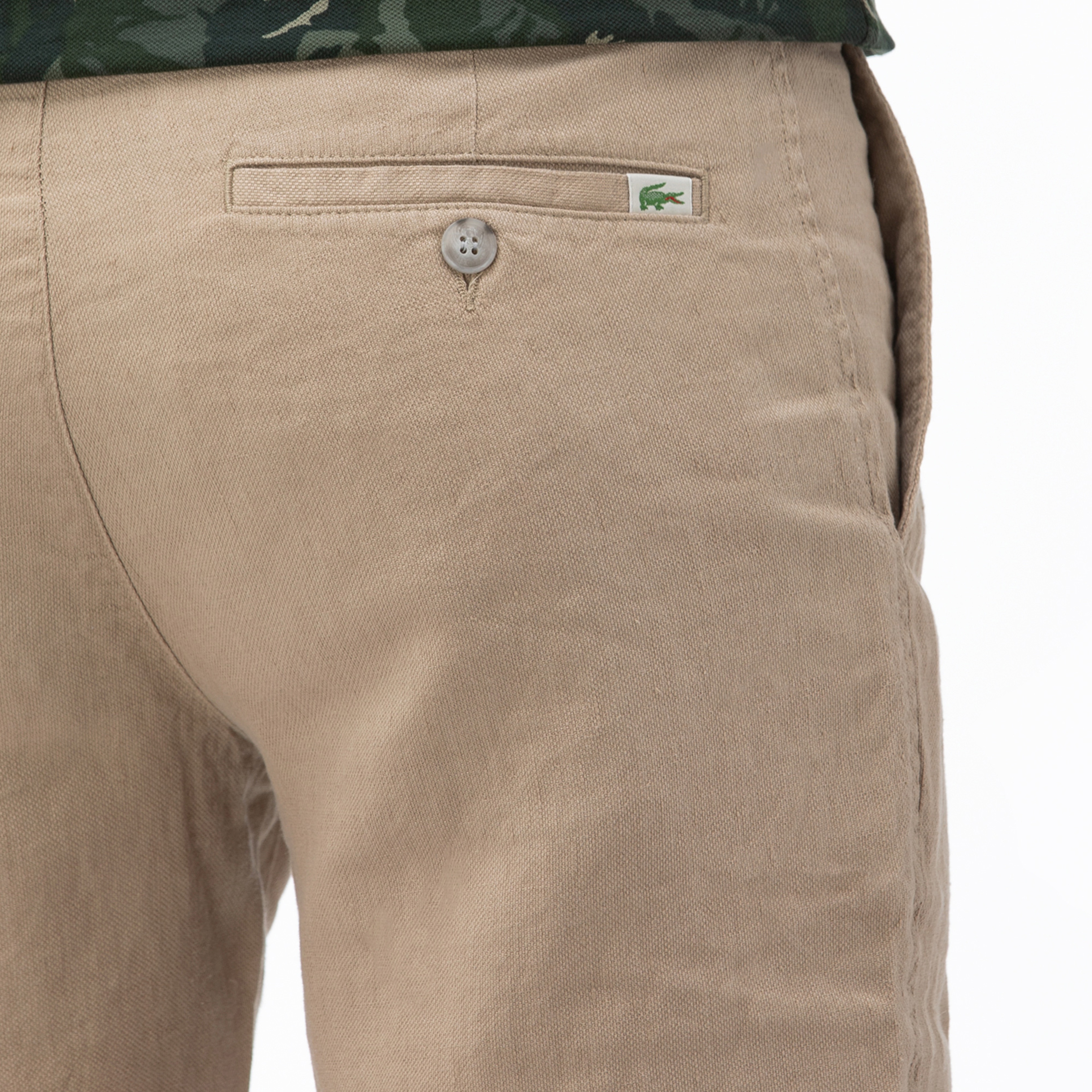 Lacoste Erkek Slim Fit Keten Bej Bermuda