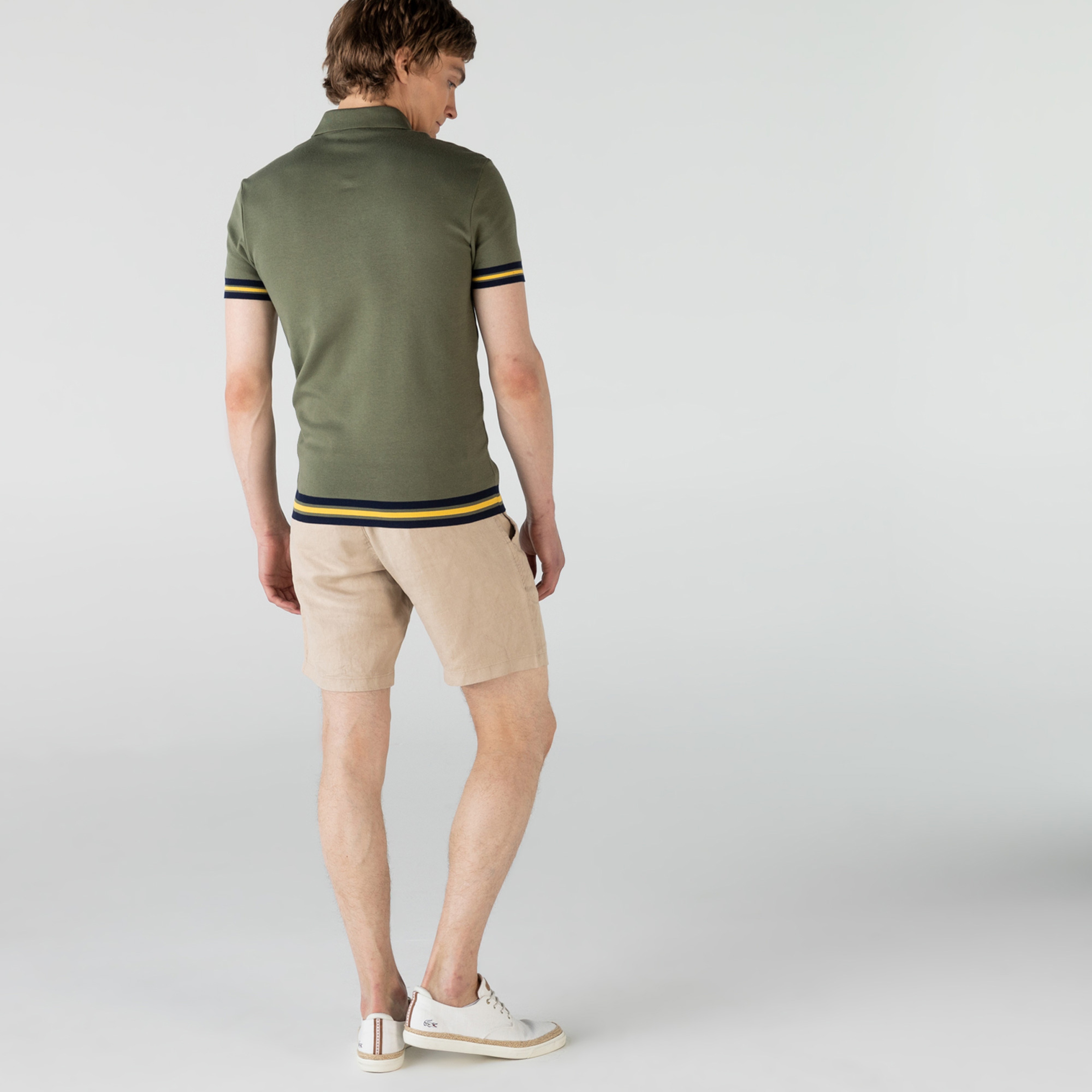 Lacoste Erkek Slim Fit Keten Bej Bermuda