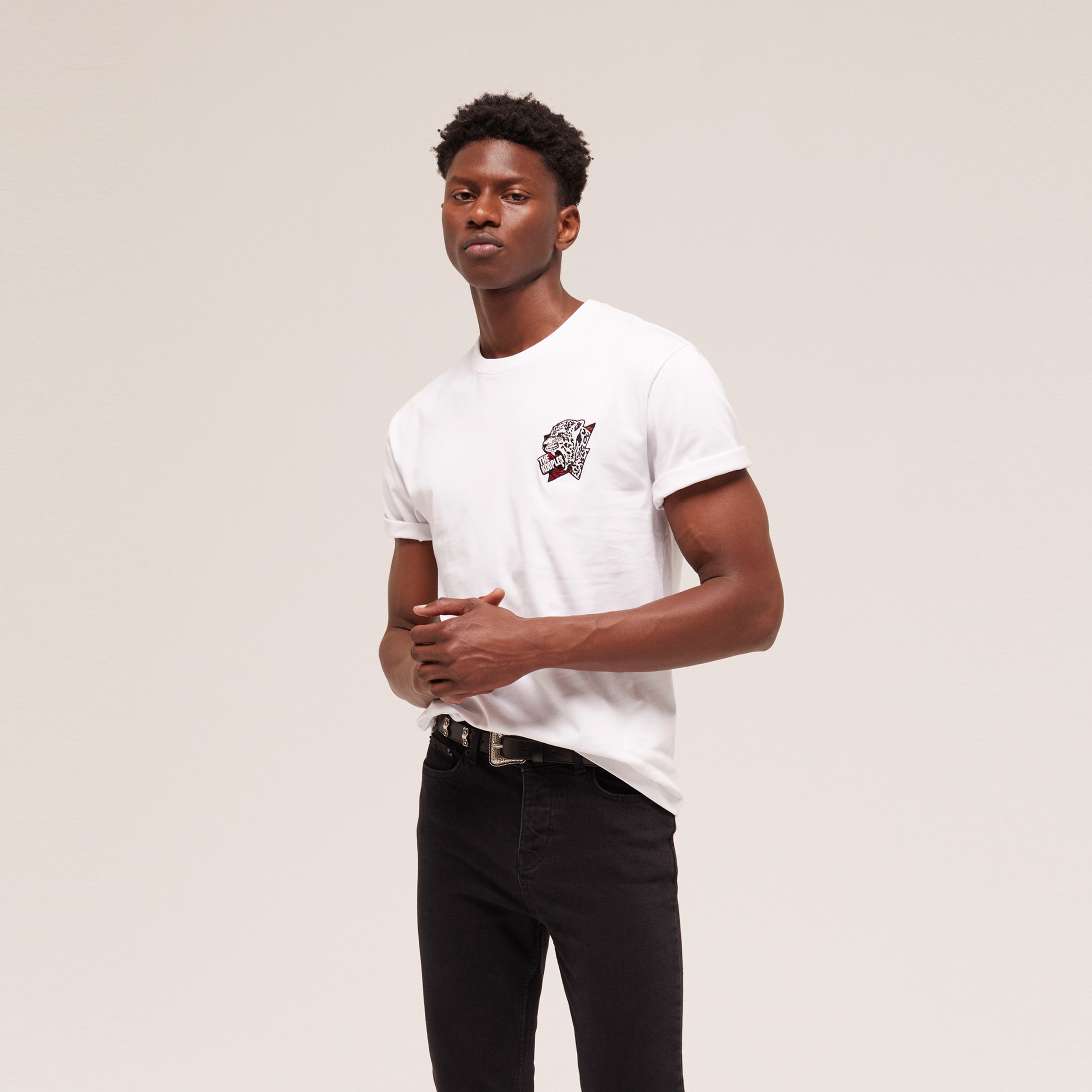 The Kooples Printed Cotton Erkek Beyaz T-Shirt