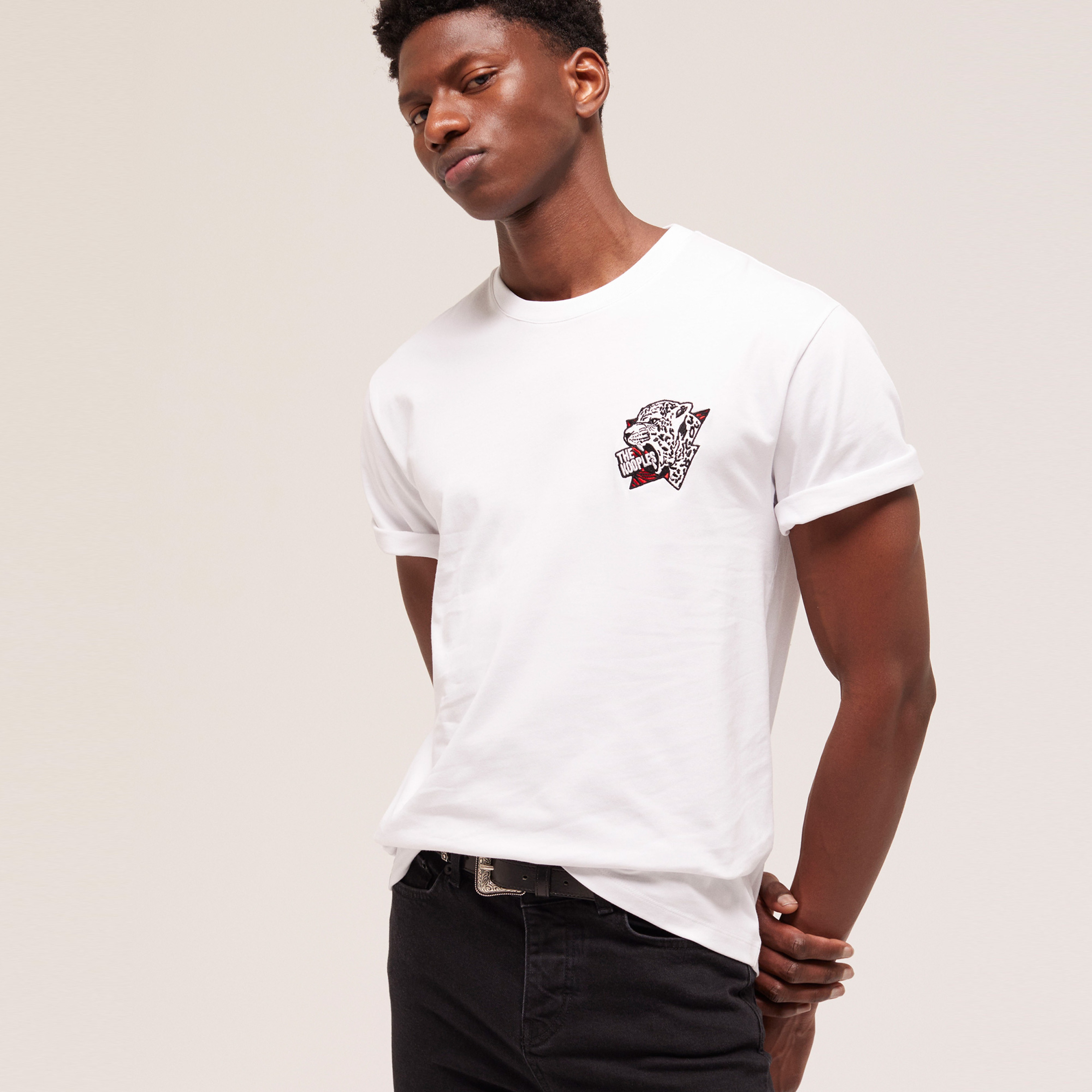 The Kooples Printed Cotton Erkek Beyaz T-Shirt