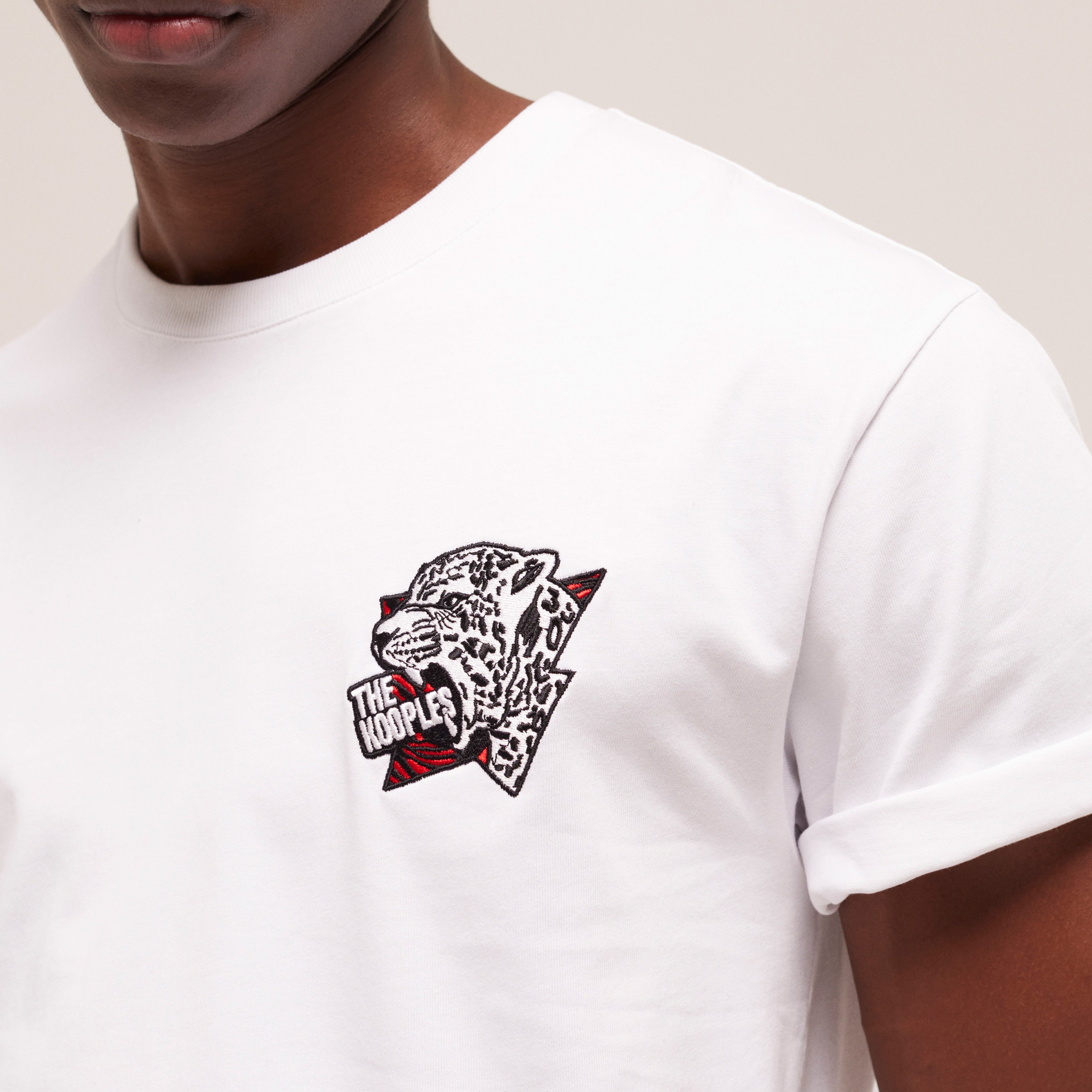 The Kooples Printed Cotton Erkek Beyaz T-Shirt
