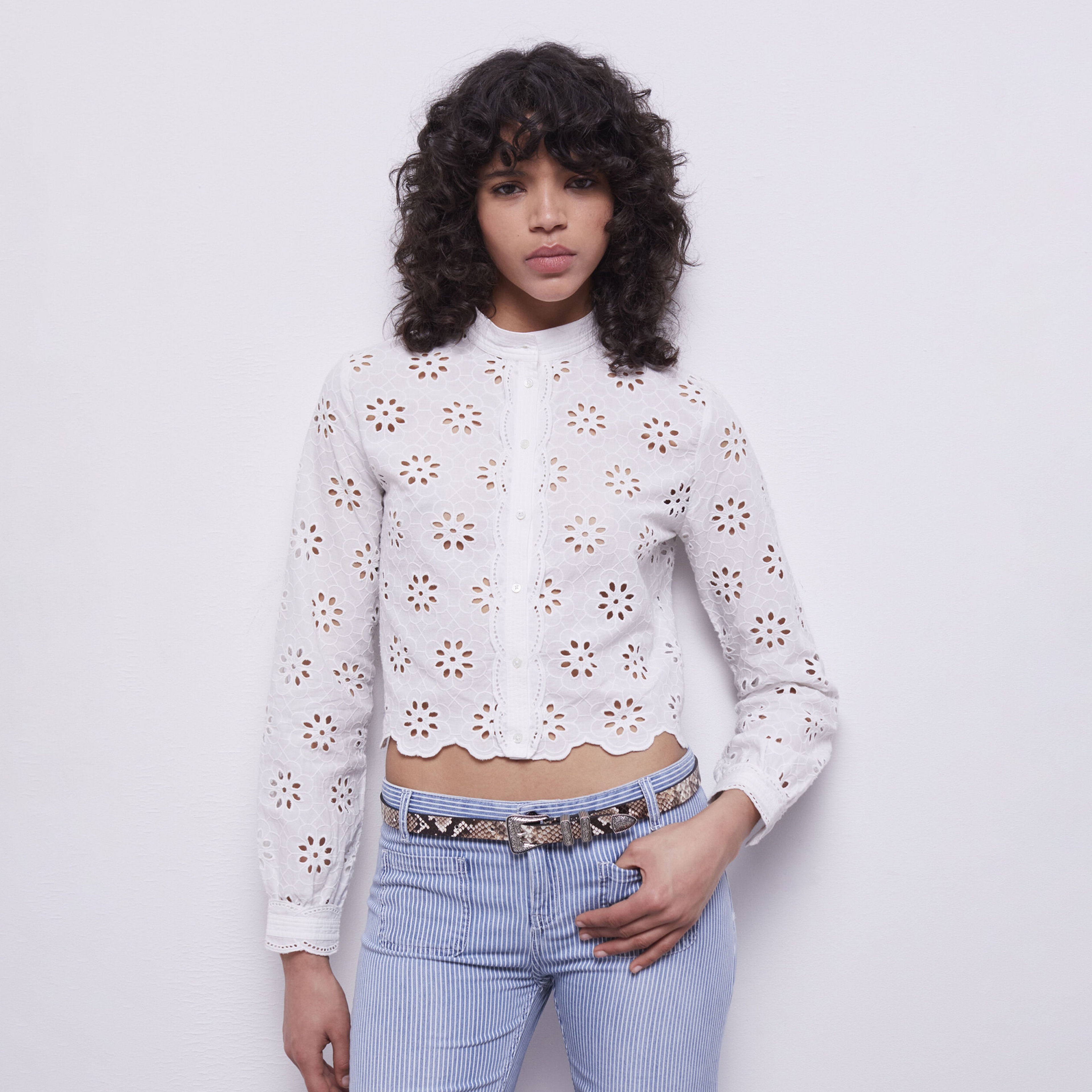 The Kooples Kadın Yilan Desenli Bej Deri Kemer