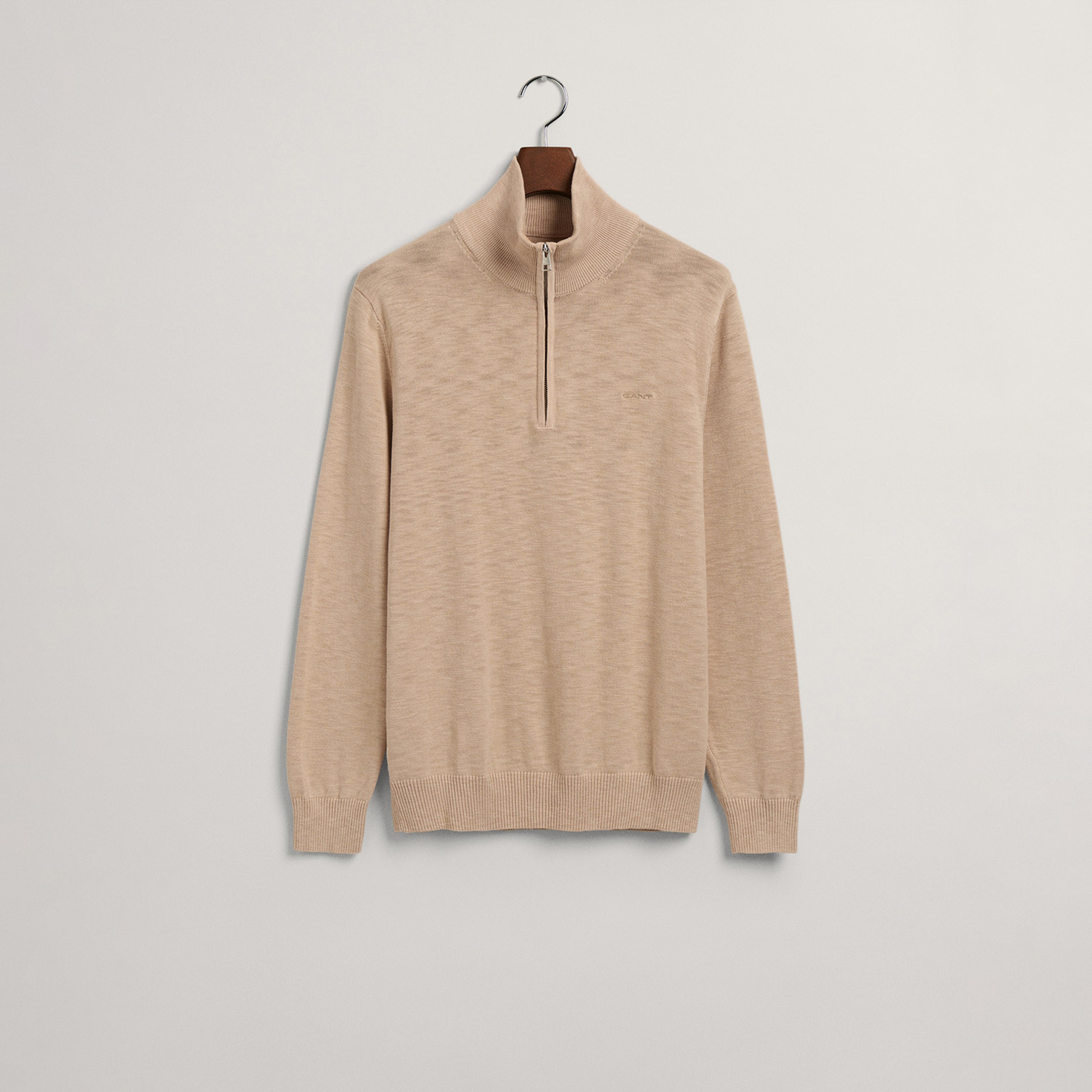 GANT Erkek Bej Regular Fit Yarım Fermuarlı Kazak