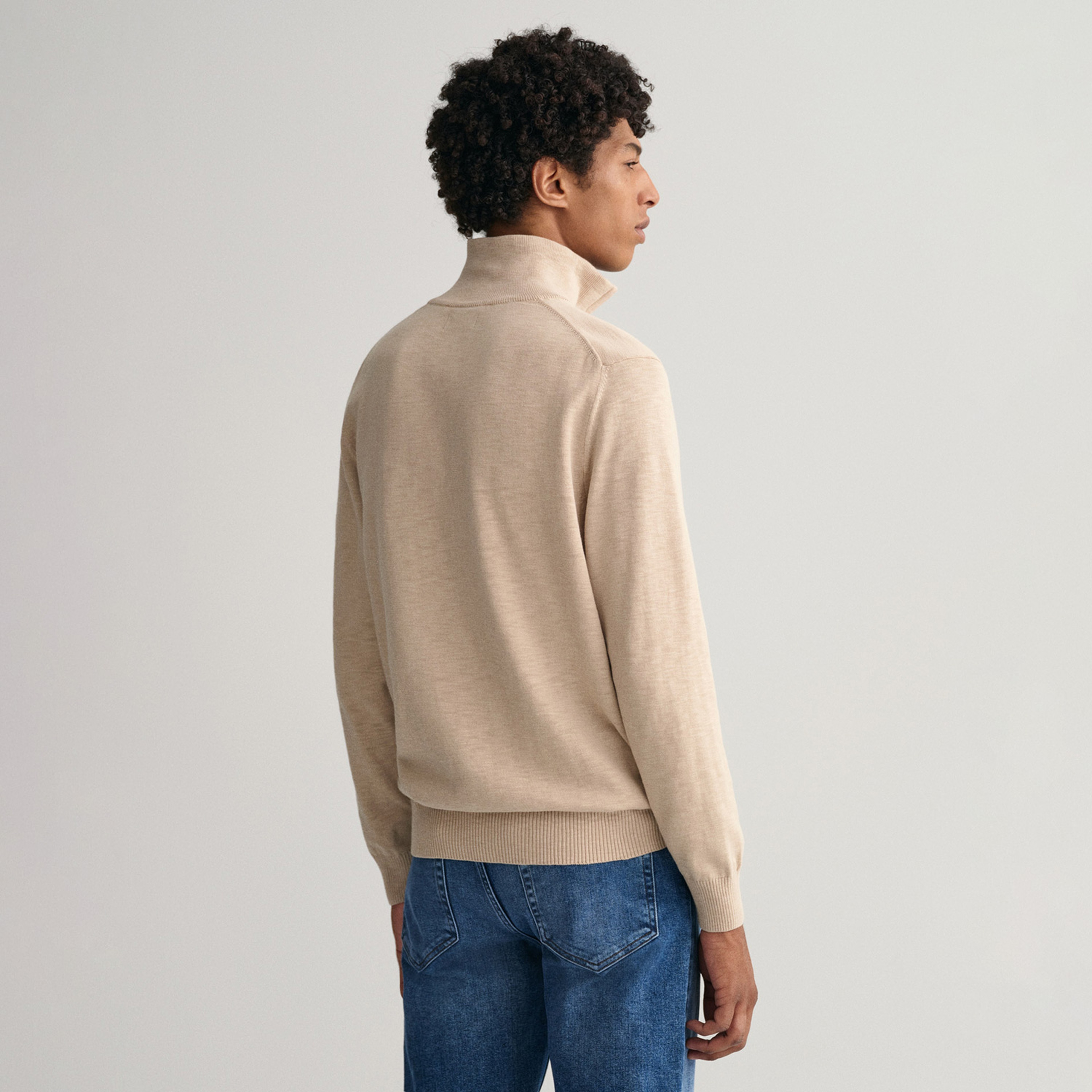 GANT Erkek Bej Regular Fit Yarım Fermuarlı Kazak