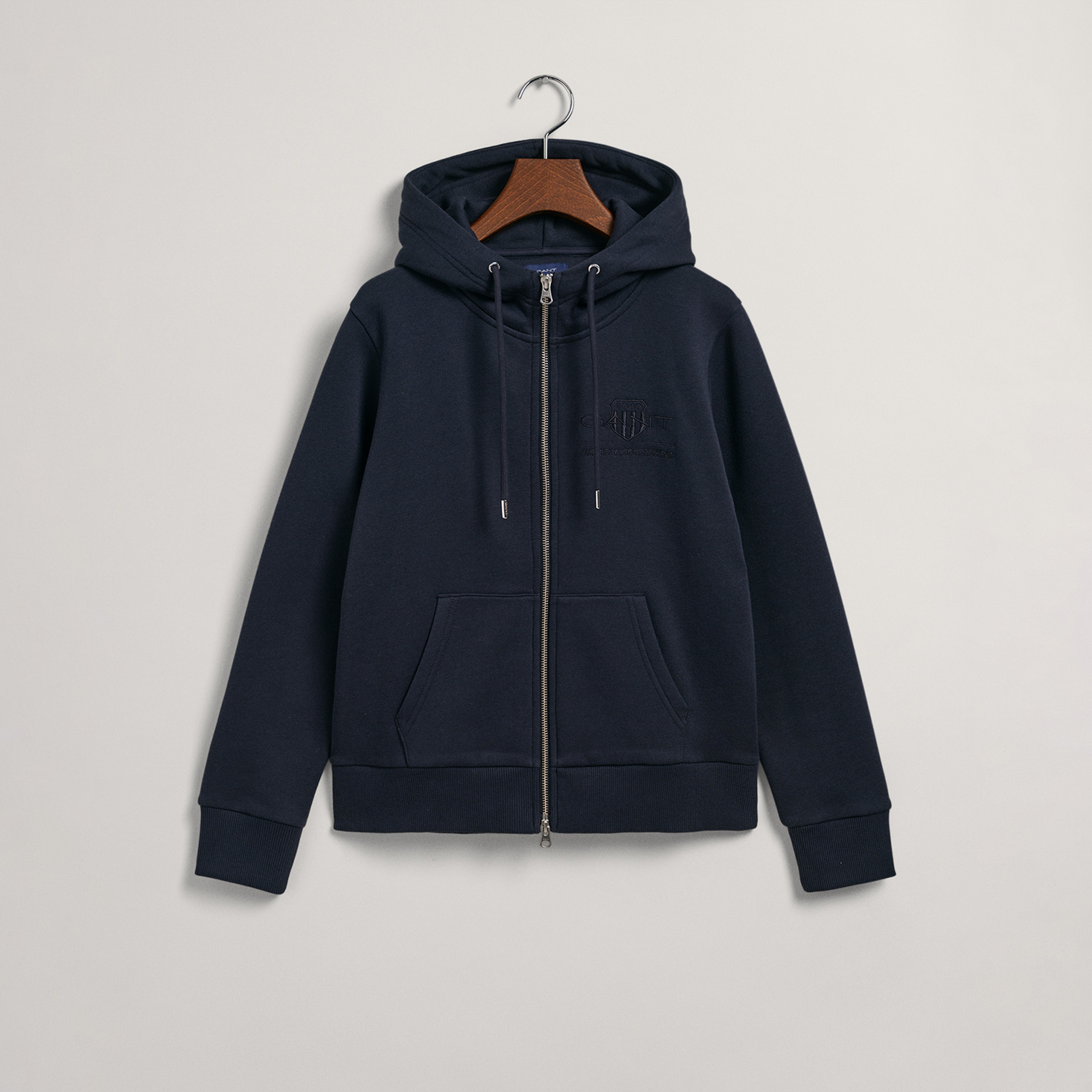 GANT Kadın Lacivert Regular Fit Fermuarlı Logolu Sweatshirt