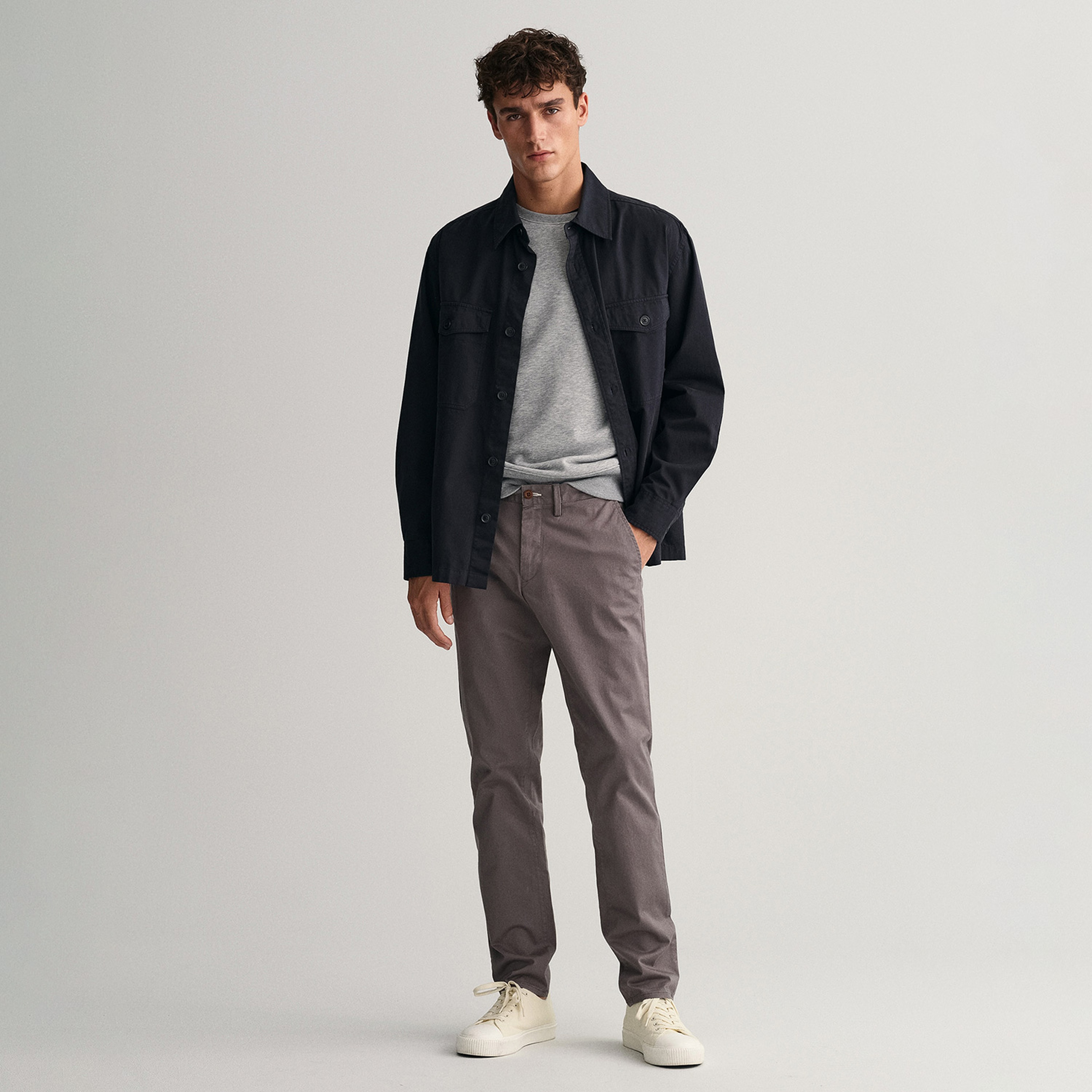 GANT Erkek Gri Slim Fit Hallden Pantolon