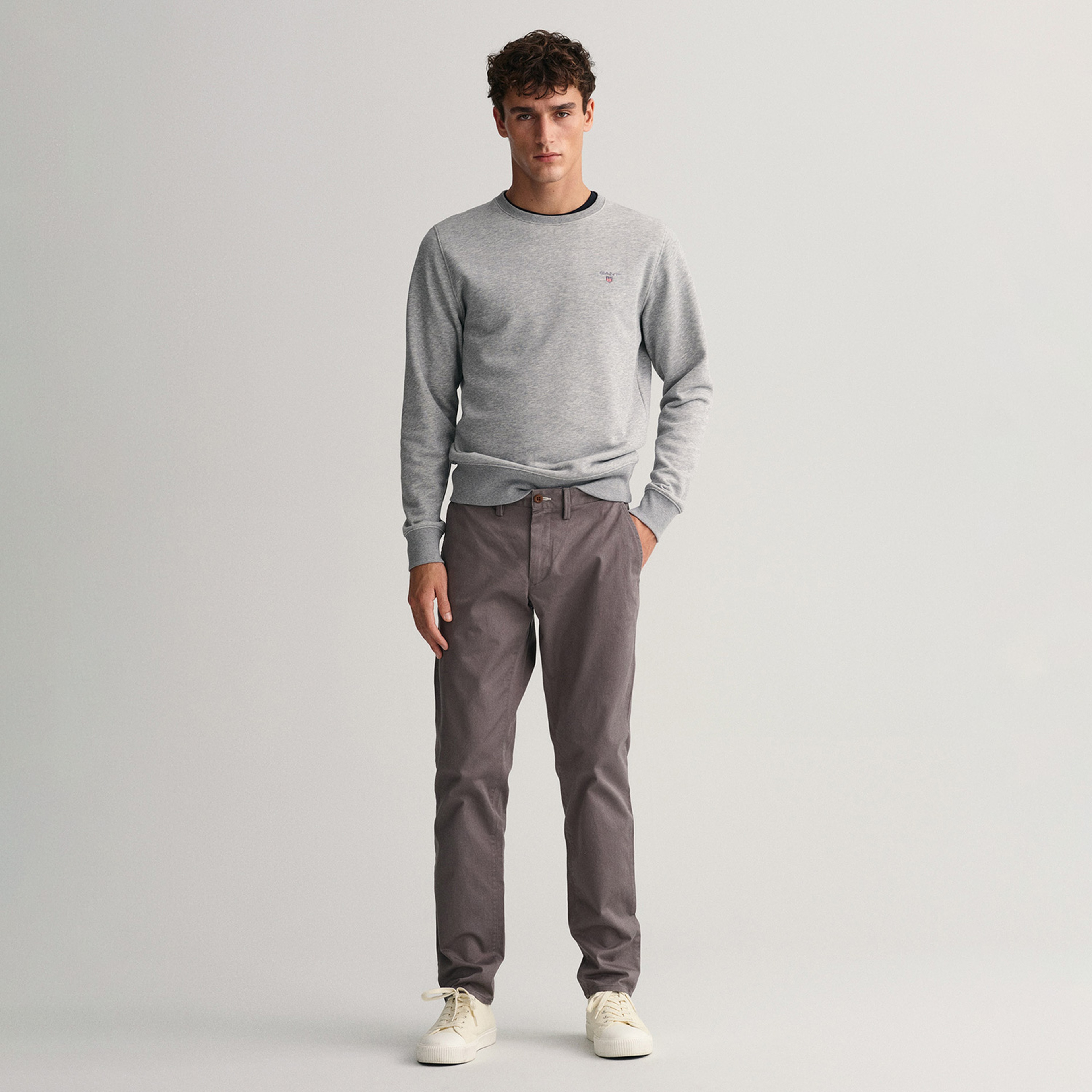 GANT Erkek Gri Slim Fit Hallden Pantolon