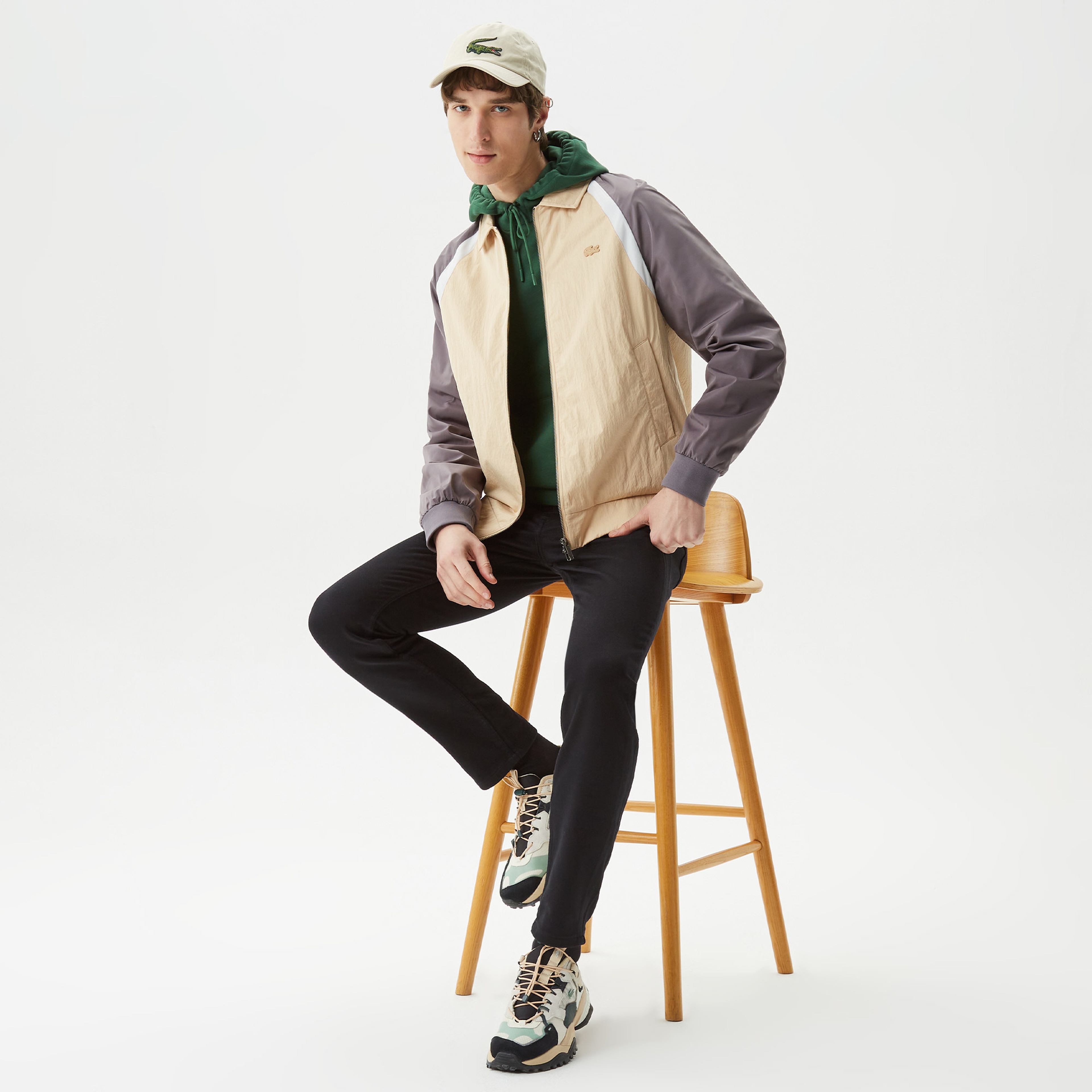 Erkek Gömlek Yaka Renk Bloklu Kahverengi Mont