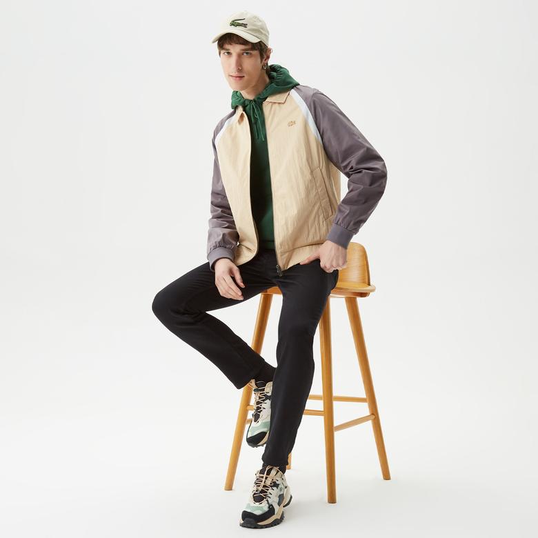 Erkek Gömlek Yaka Renk Bloklu Kahverengi Mont