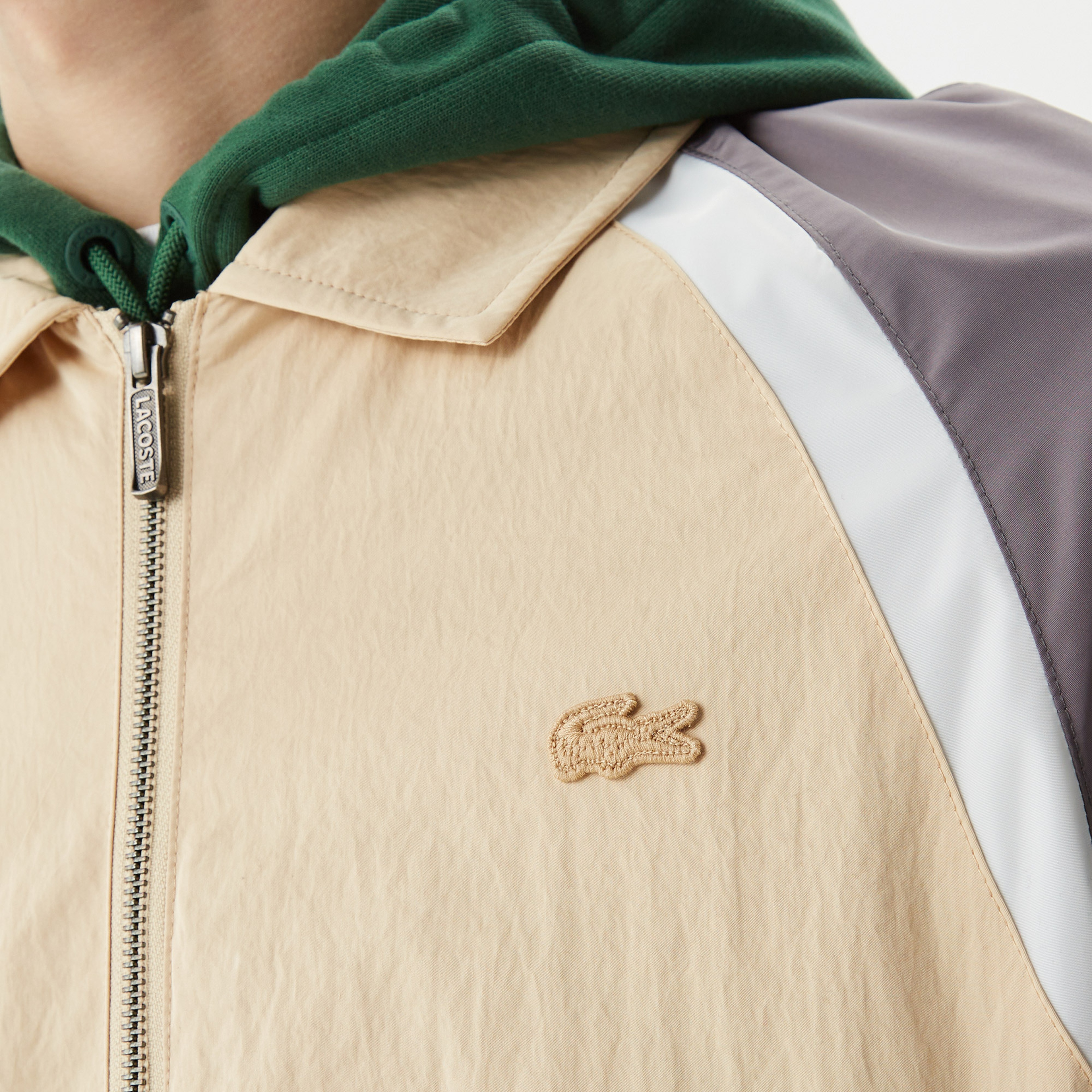 Erkek Gömlek Yaka Renk Bloklu Kahverengi Mont