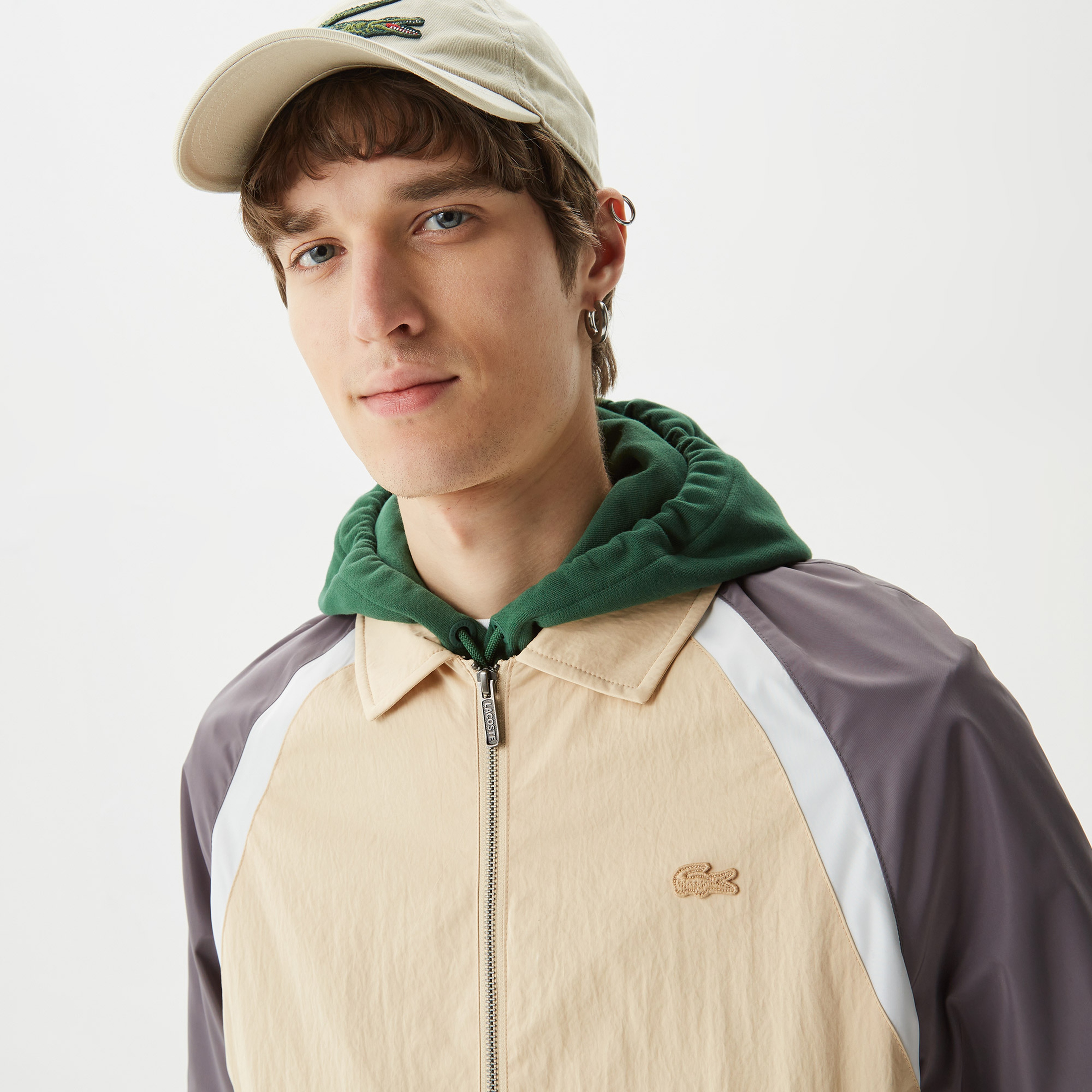 Erkek Gömlek Yaka Renk Bloklu Kahverengi Mont