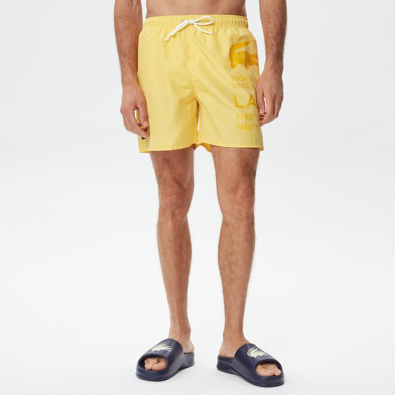 Erkek Baskılı Sarı Mayo Şort