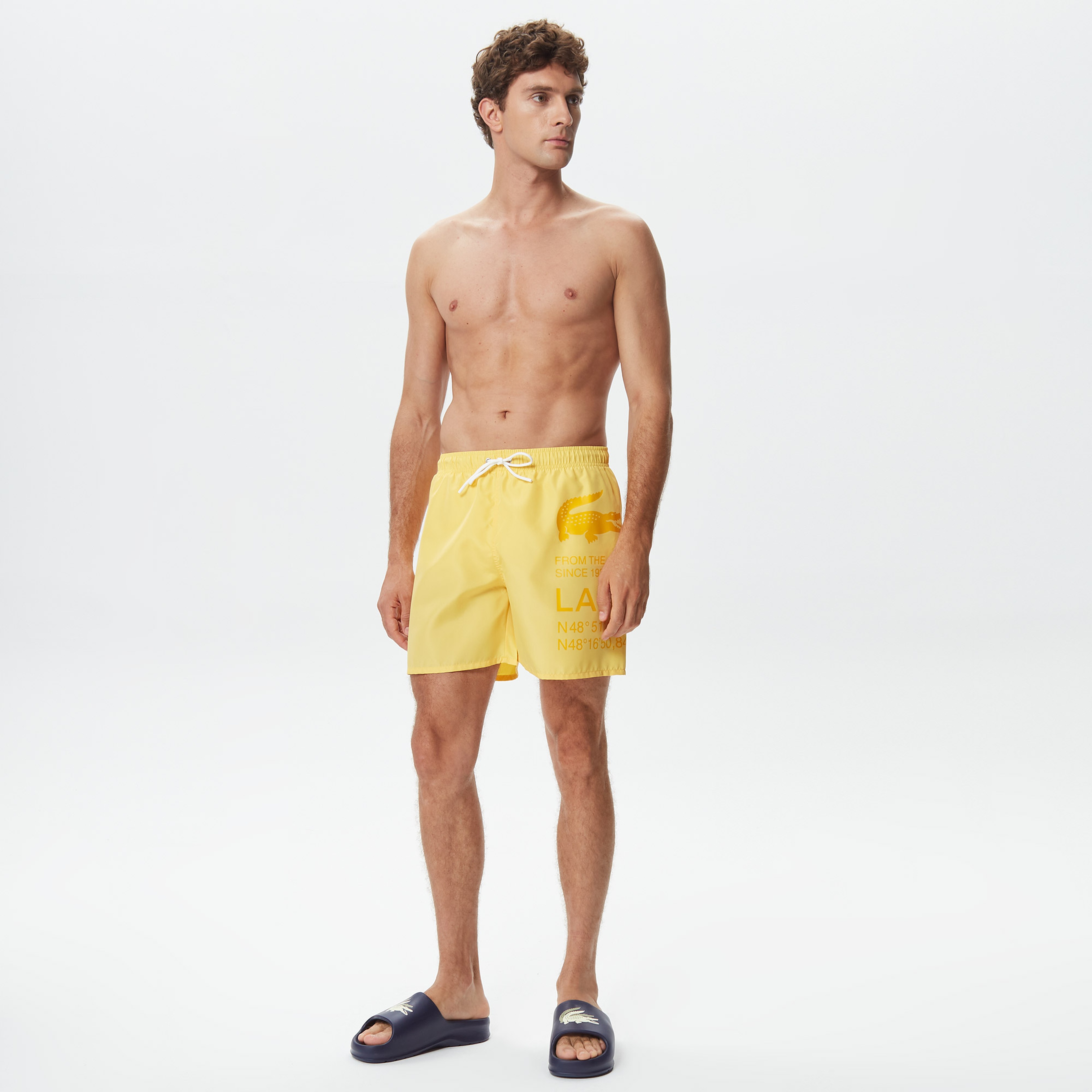 Erkek Baskılı Sarı Mayo Şort